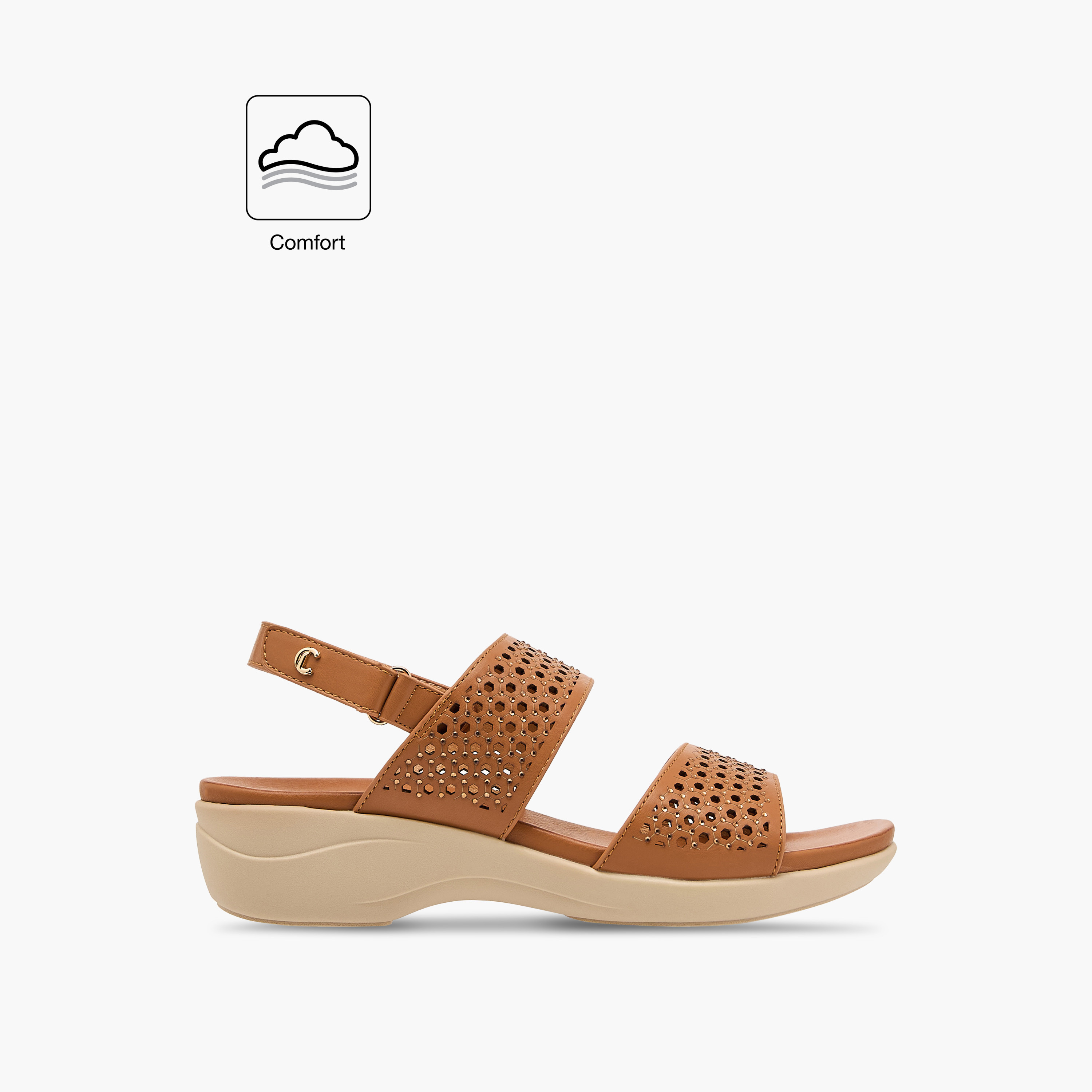 Le Confort Embellished Platform Comfort Sandals with Hook and Loop Closure-women-shoes-flats-sandals-image-2