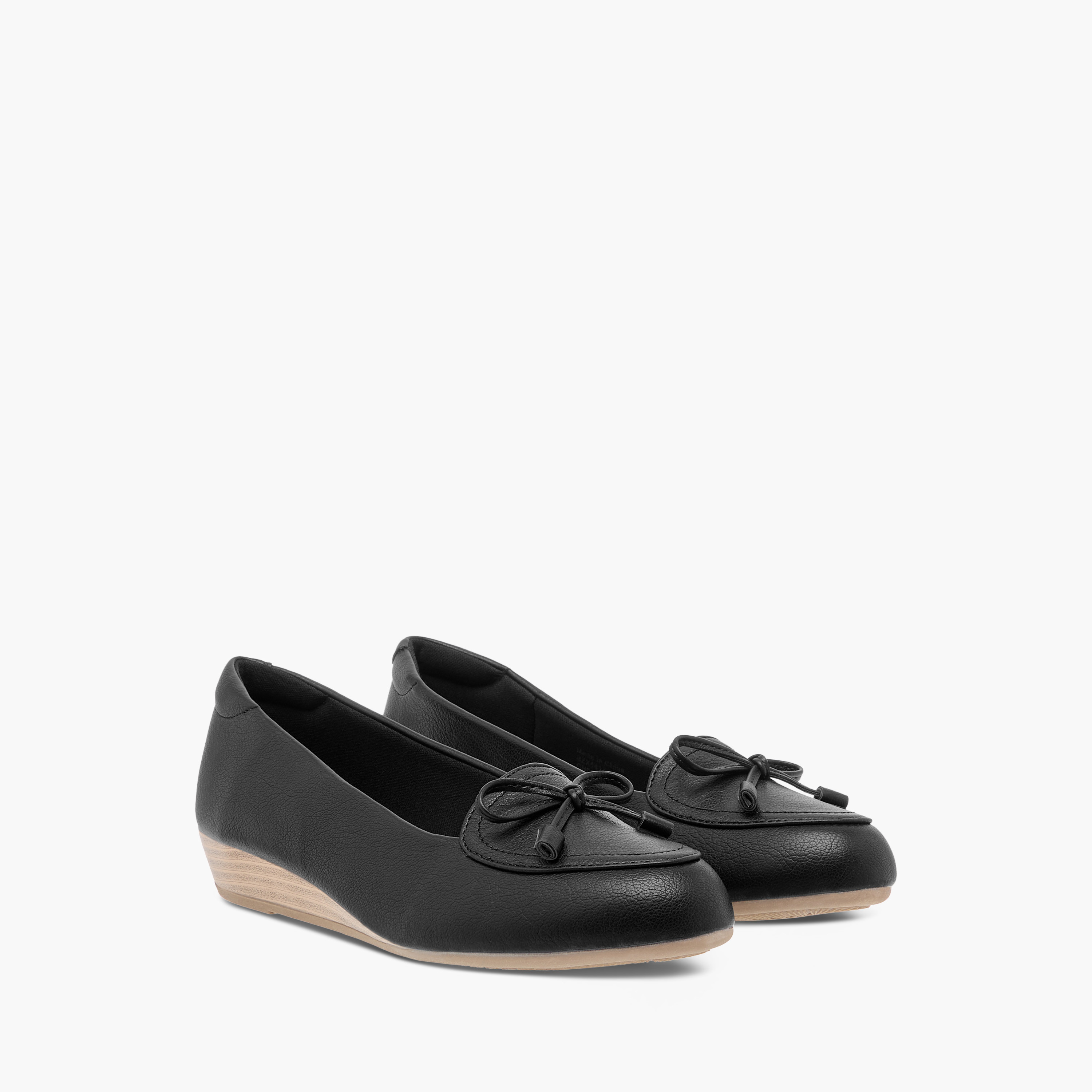 حذاء باليرينا مريح بكعب ويدج وتفاصيل فيونكة من لو كونفورت-women-shoes-ballerinas-image-7