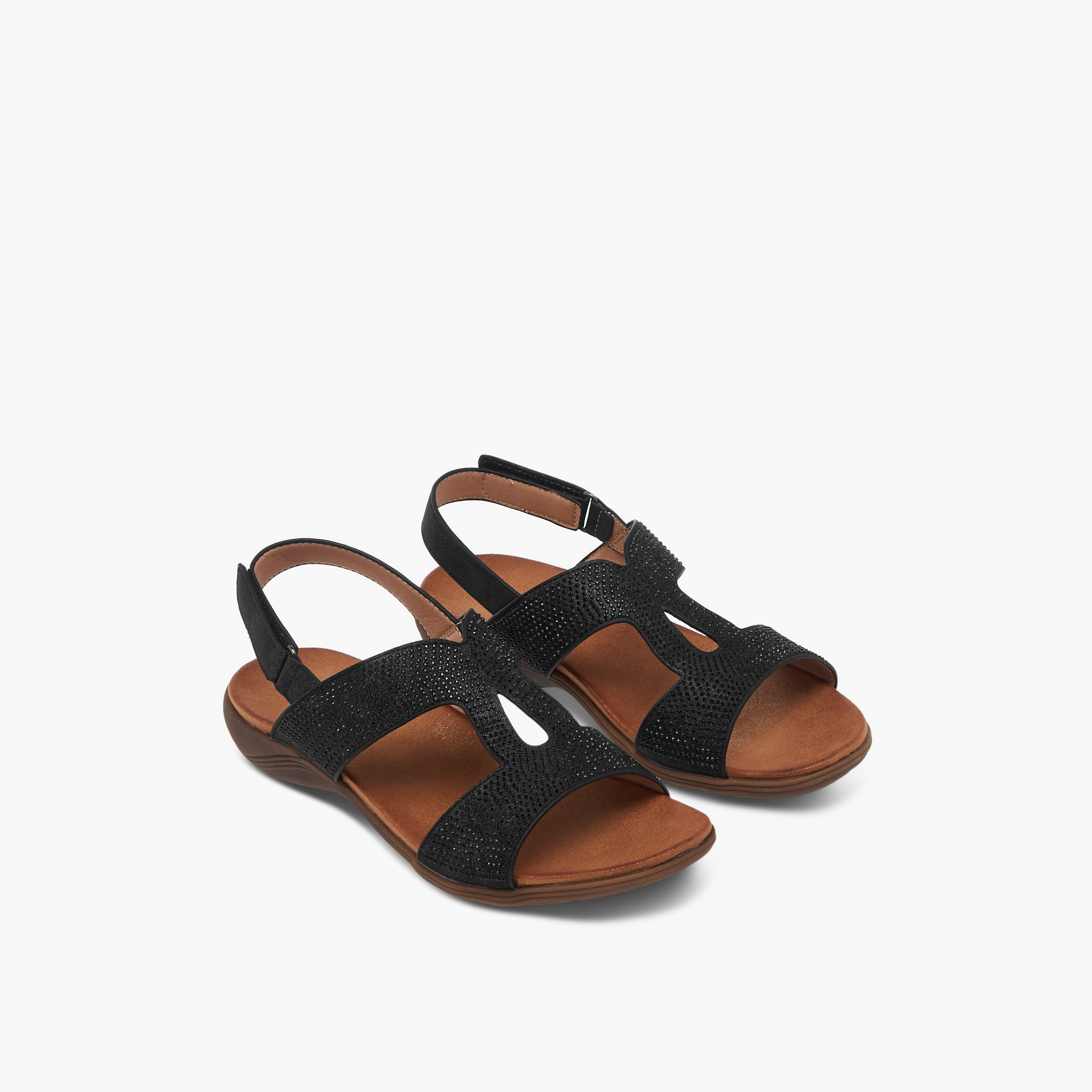 Le Confort Embellished Comfort Sandals with Hook and Loop Closure-women-shoes-flats-sandals-image-1