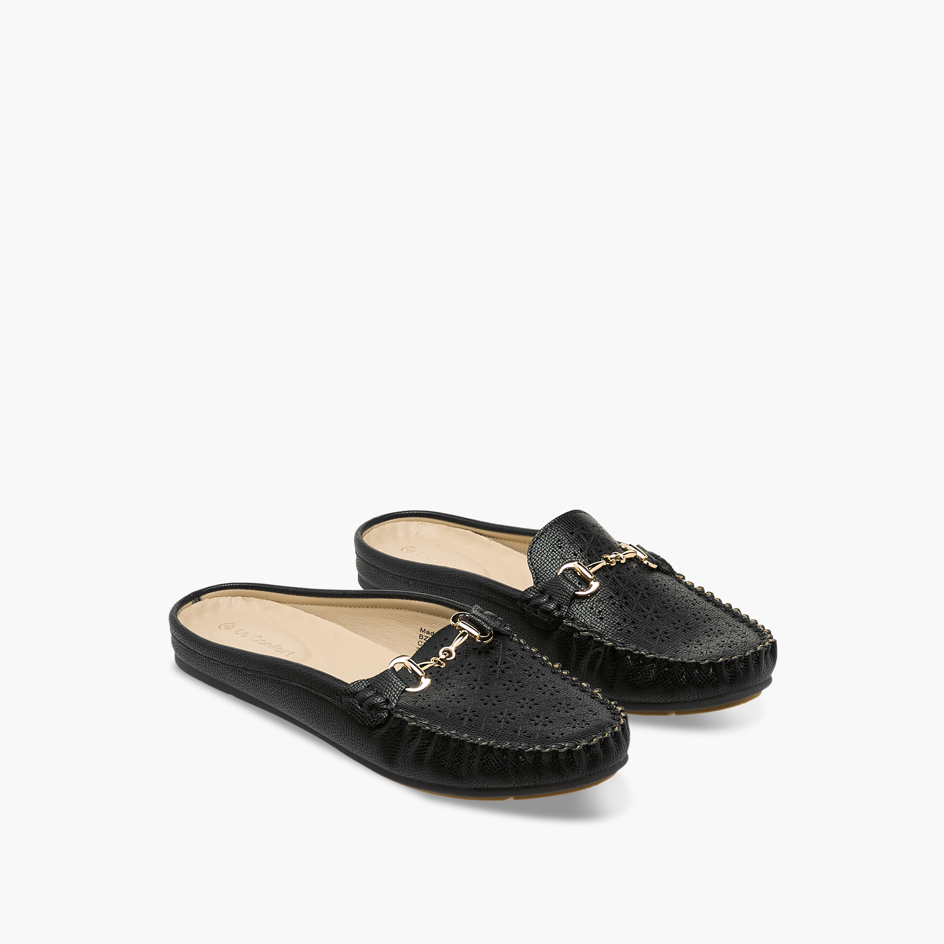 Le Confort Women Perforated Slip-On Mules-women-shoes-flats-mules-image-1