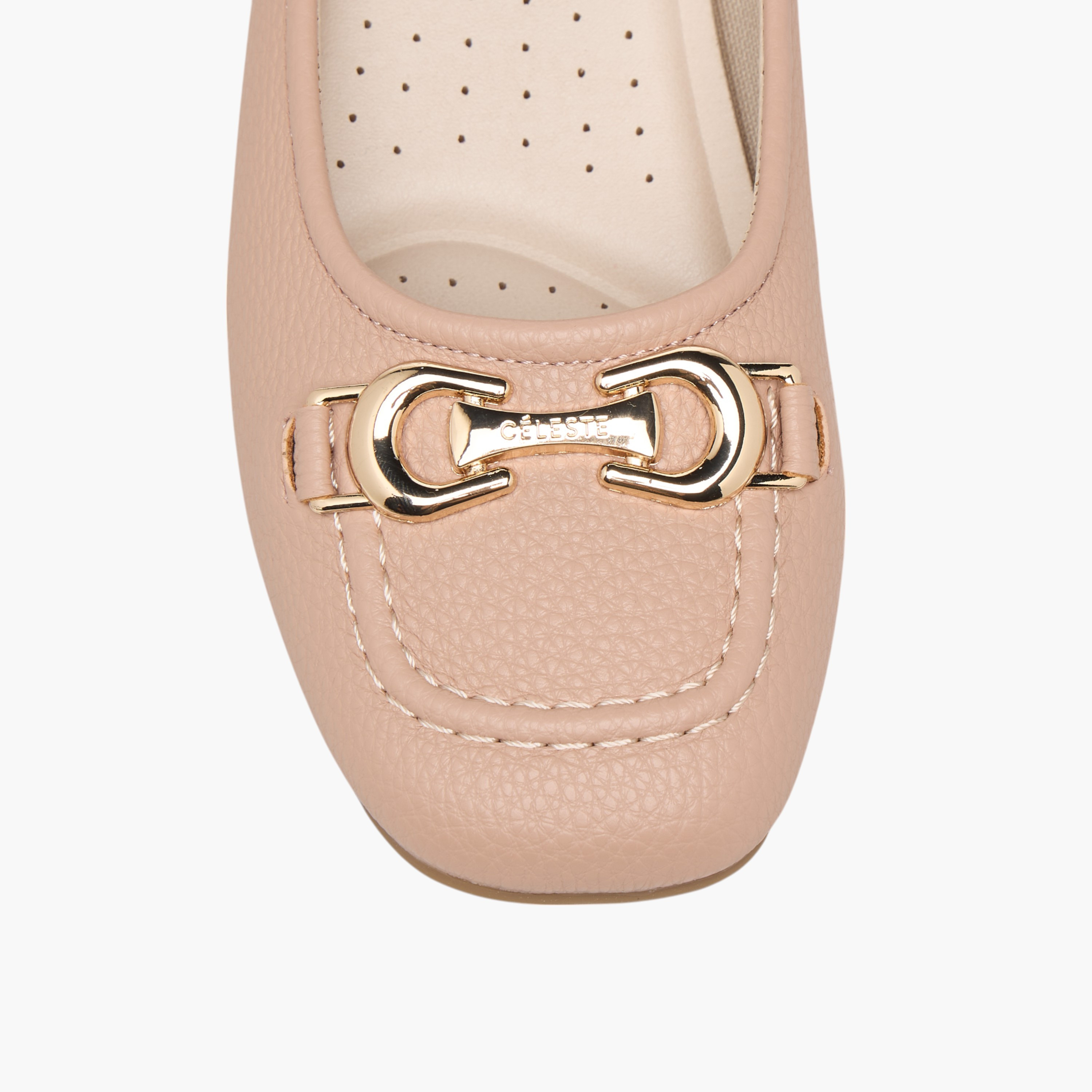 Celeste Women's Metal Accent Slip-On Ballerina Shoes with Block Heels-women-shoes-ballerinas-image-4