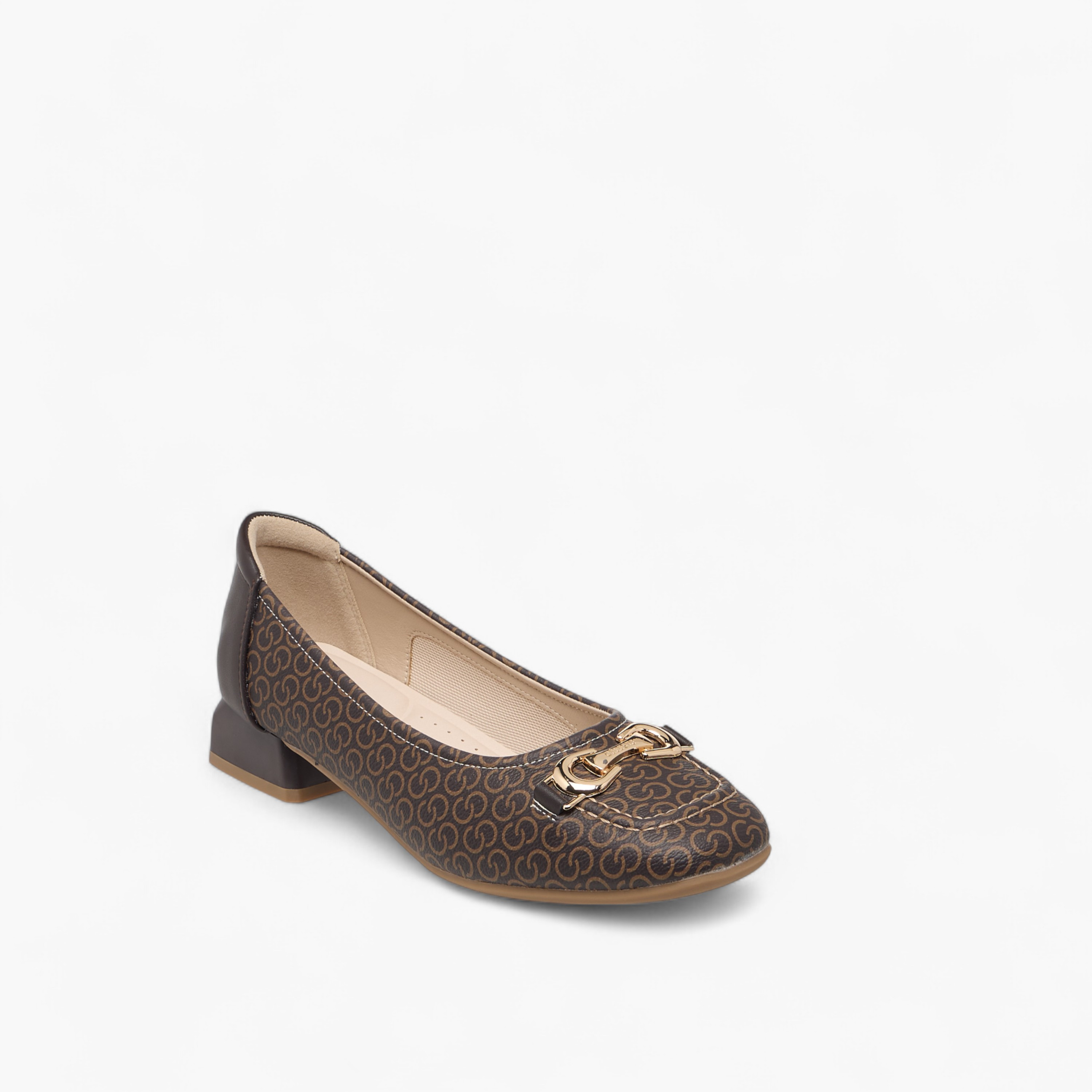 Celeste Women's Monogram Print Slip-On Ballerina Shoes with Block Heels-women-shoes-ballerinas-image-2
