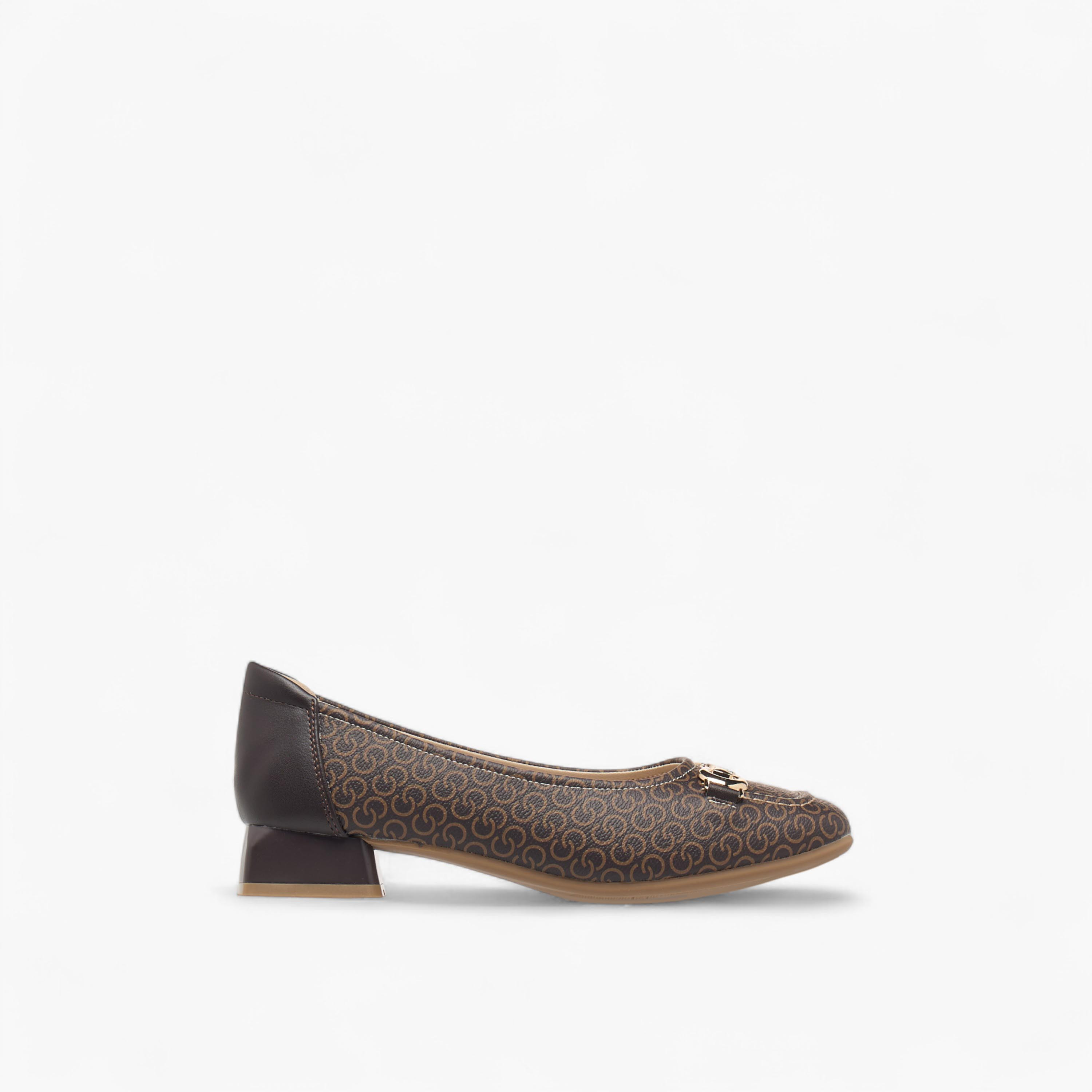 Celeste Women's Monogram Print Slip-On Ballerina Shoes with Block Heels-women-shoes-ballerinas-image-3