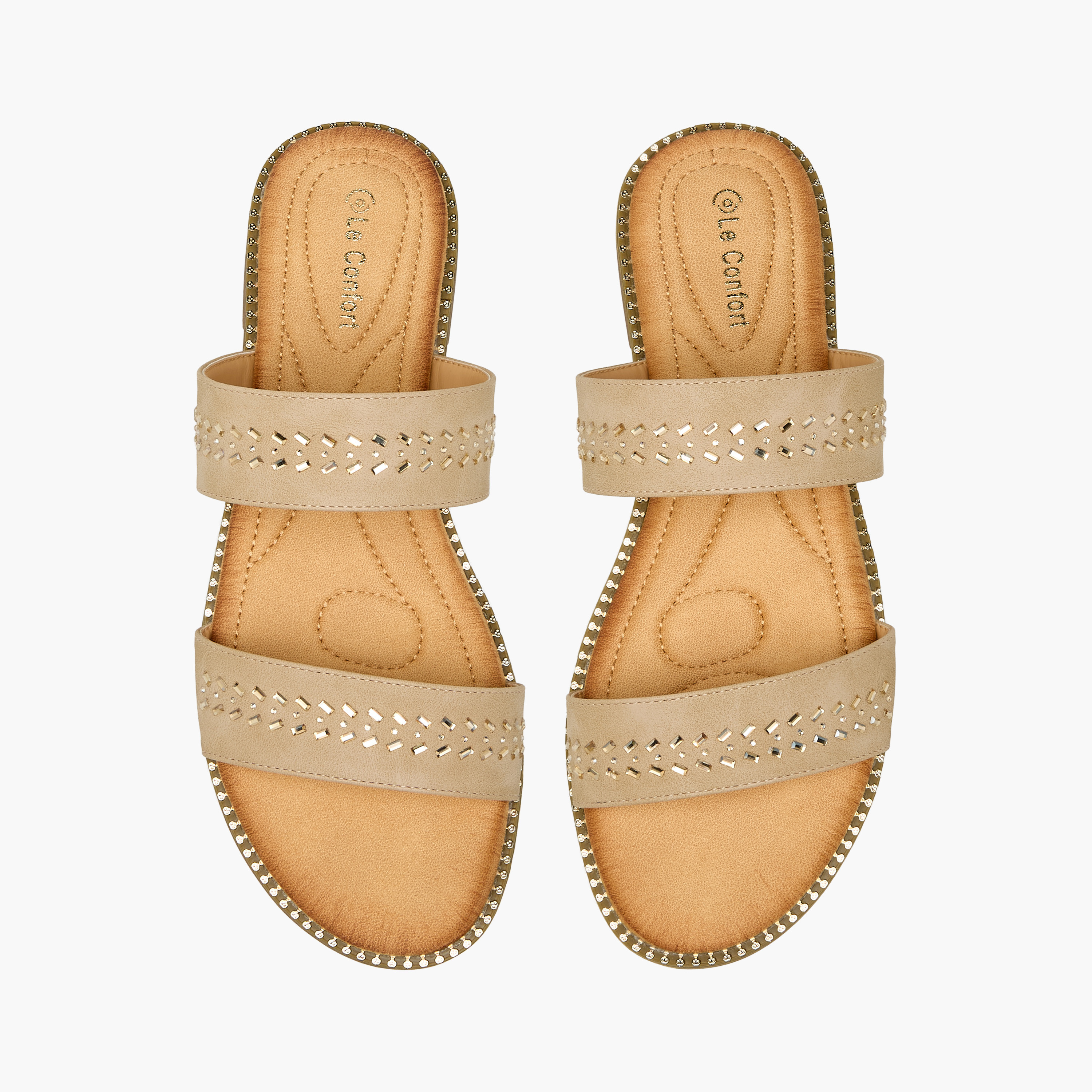 Le Confort Women Studded Slide Sandals-women-shoes-flats-sandals-image-1