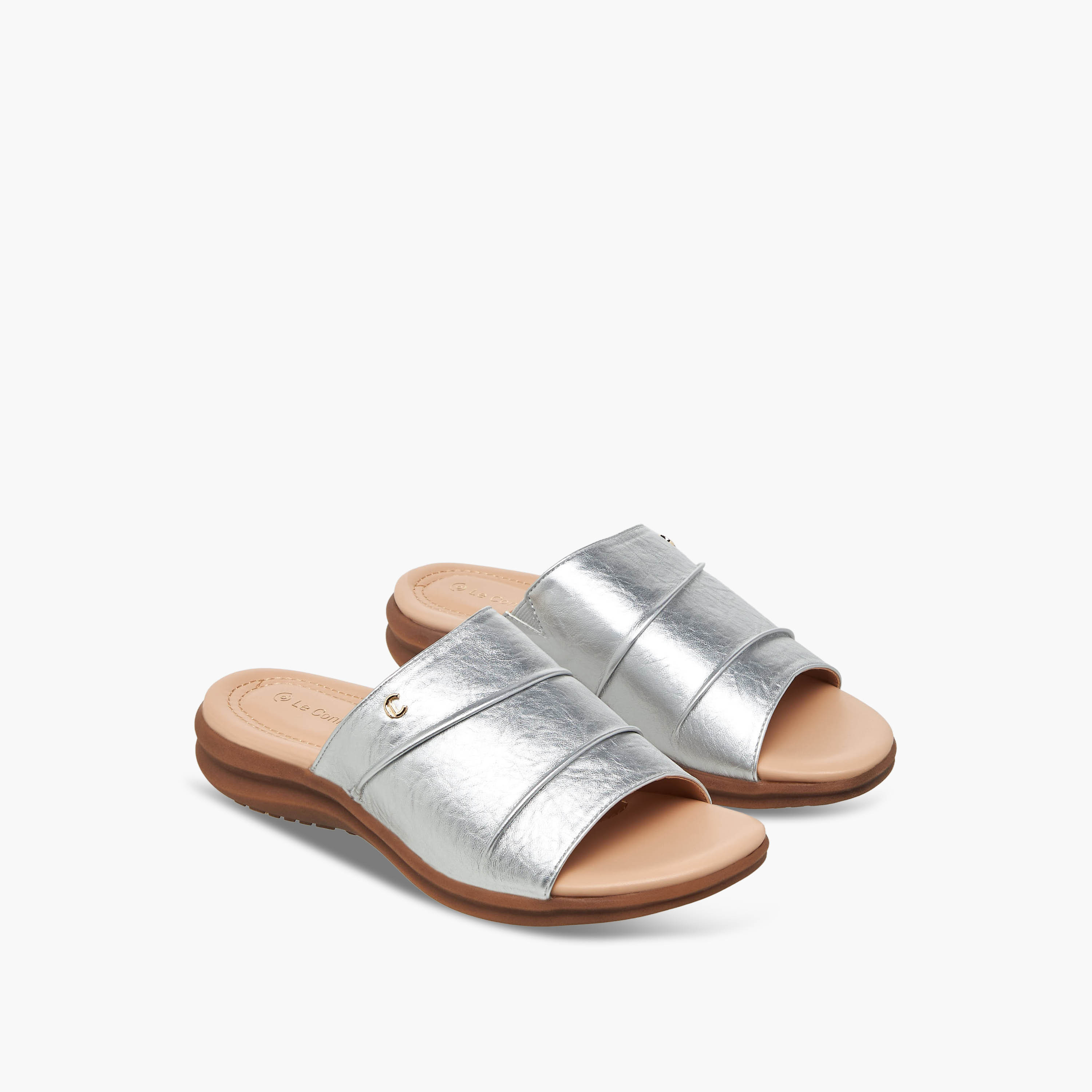 Le Confort Women Metallic Slide Sandals-women-shoes-flats-sandals-image-1
