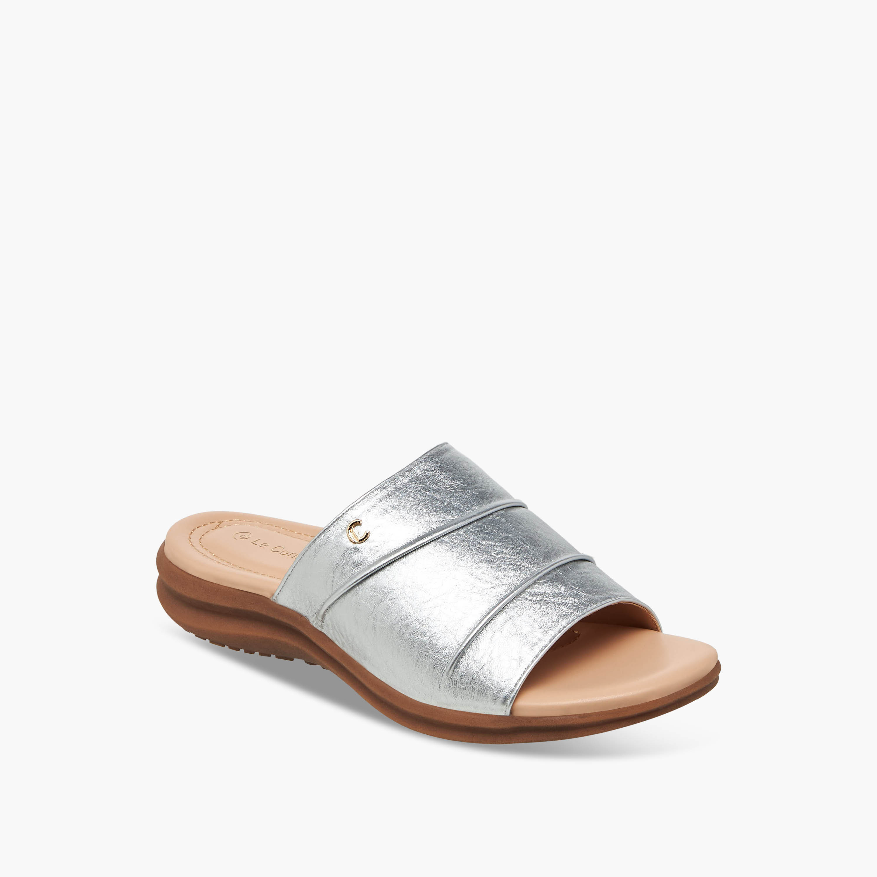 Le Confort Women Metallic Slide Sandals-women-shoes-flats-sandals-image-2