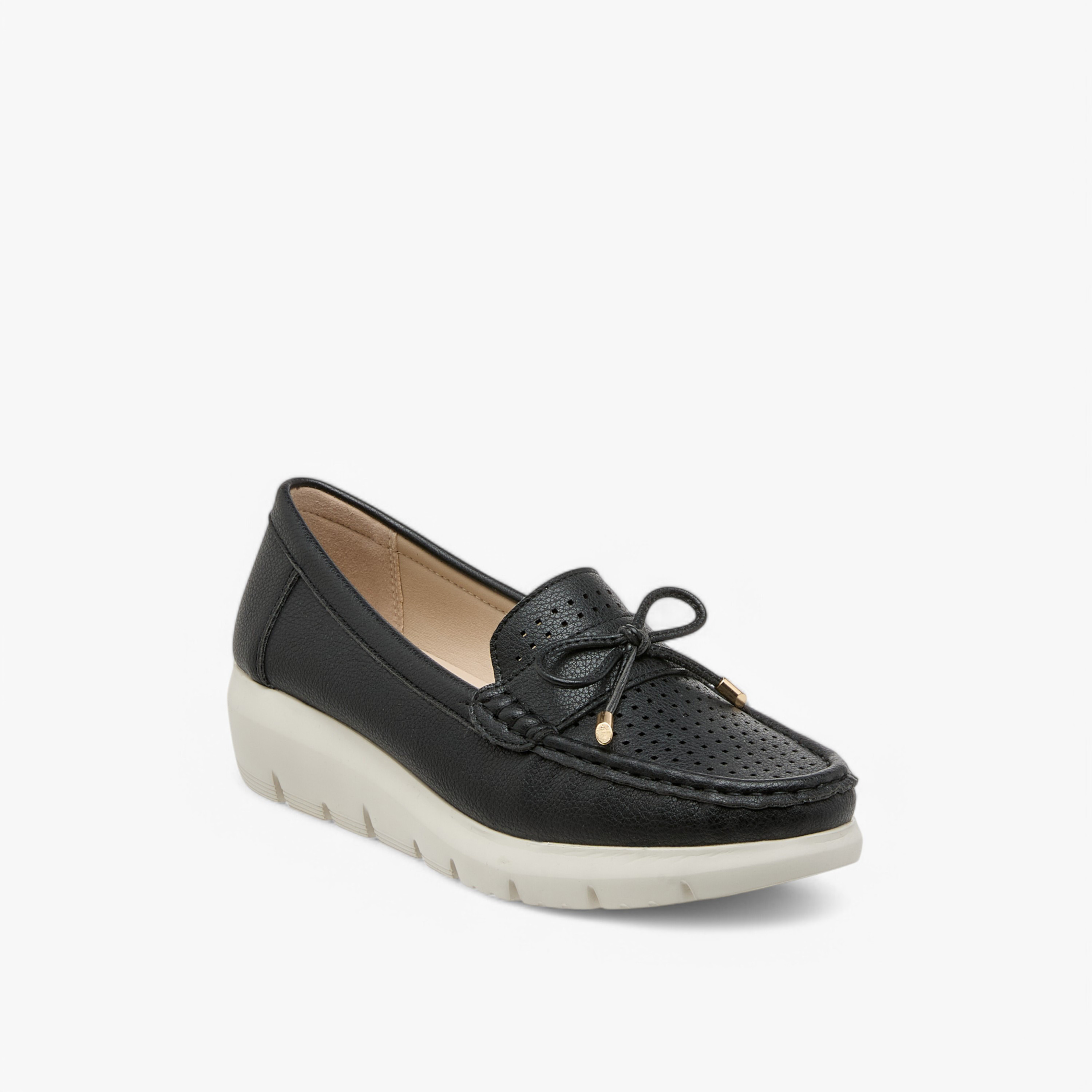Le Confort Bow Accent Slip-On Comfort Moccasins with Wedge Heels-women-shoes-heels-image-2