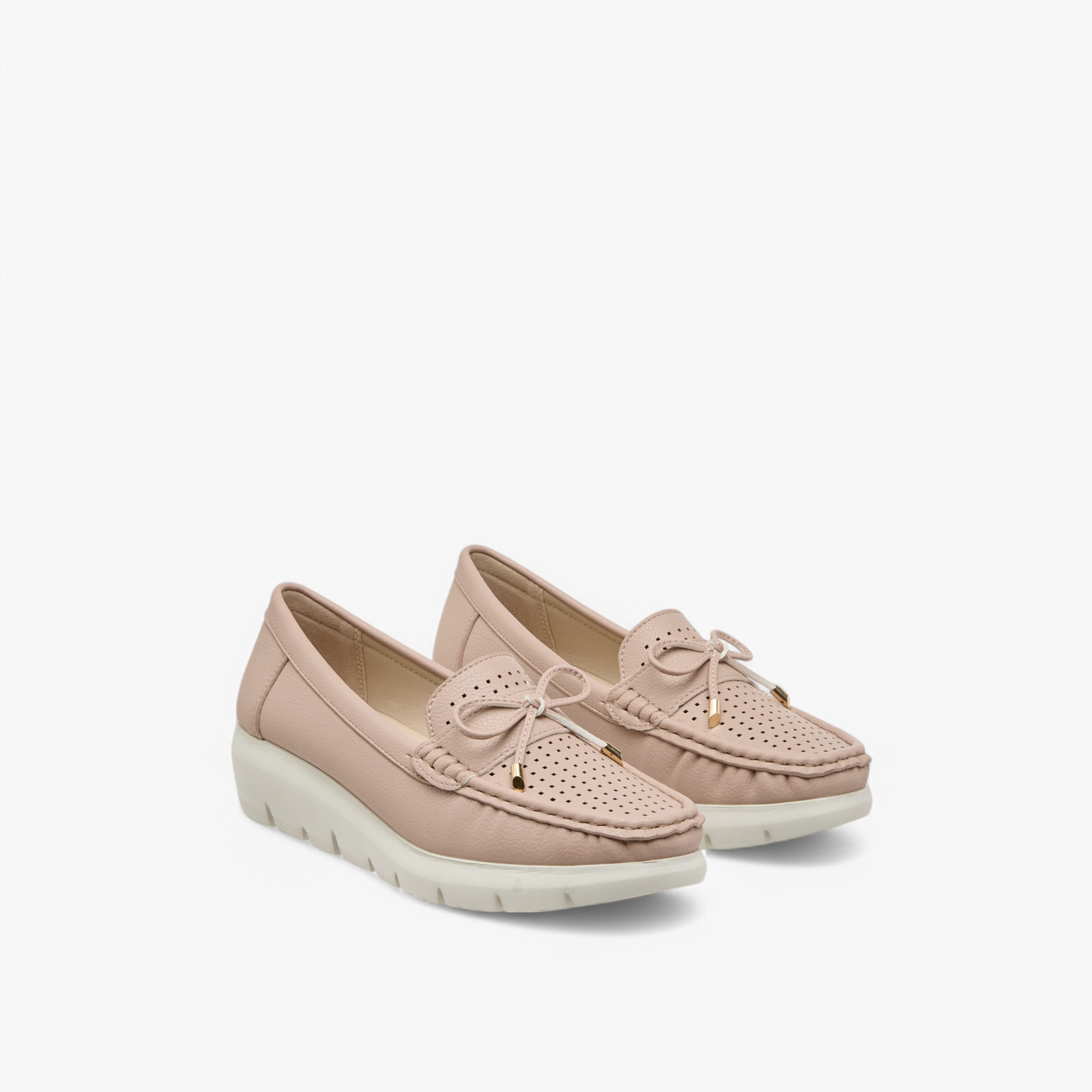 Le Confort Bow Accent Slip-On Comfort Moccasins with Wedge Heels-women-shoes-heels-image-1