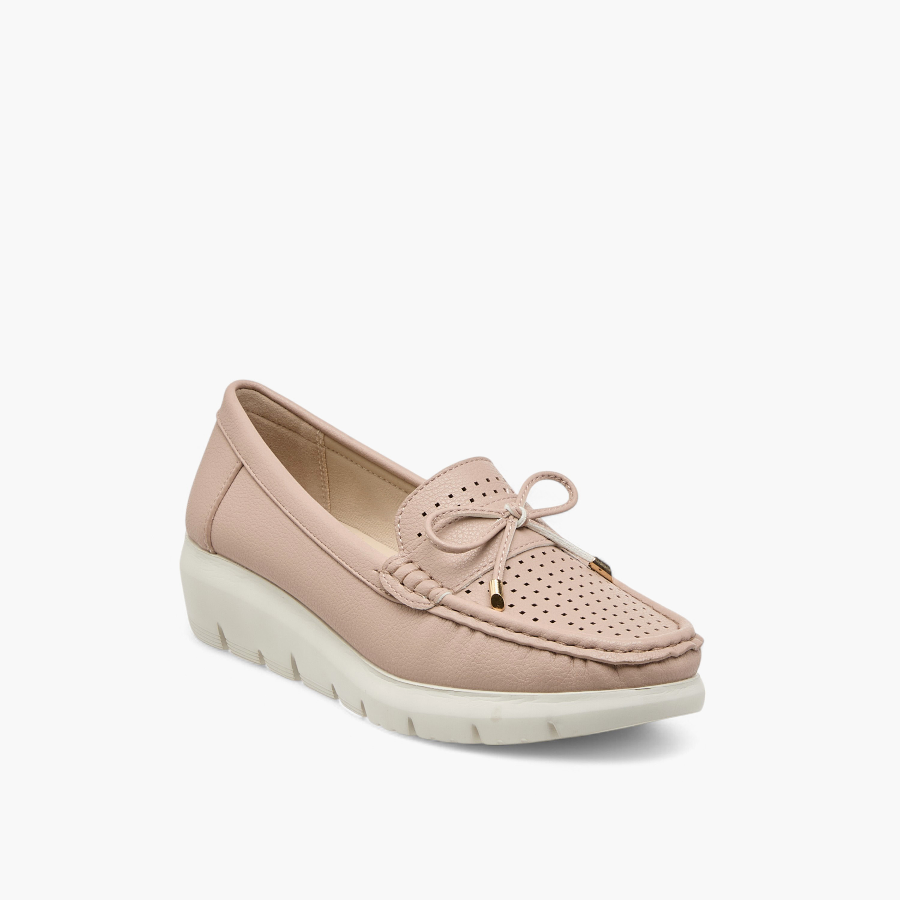 Le Confort Bow Accent Slip-On Comfort Moccasins with Wedge Heels-women-shoes-heels-image-2