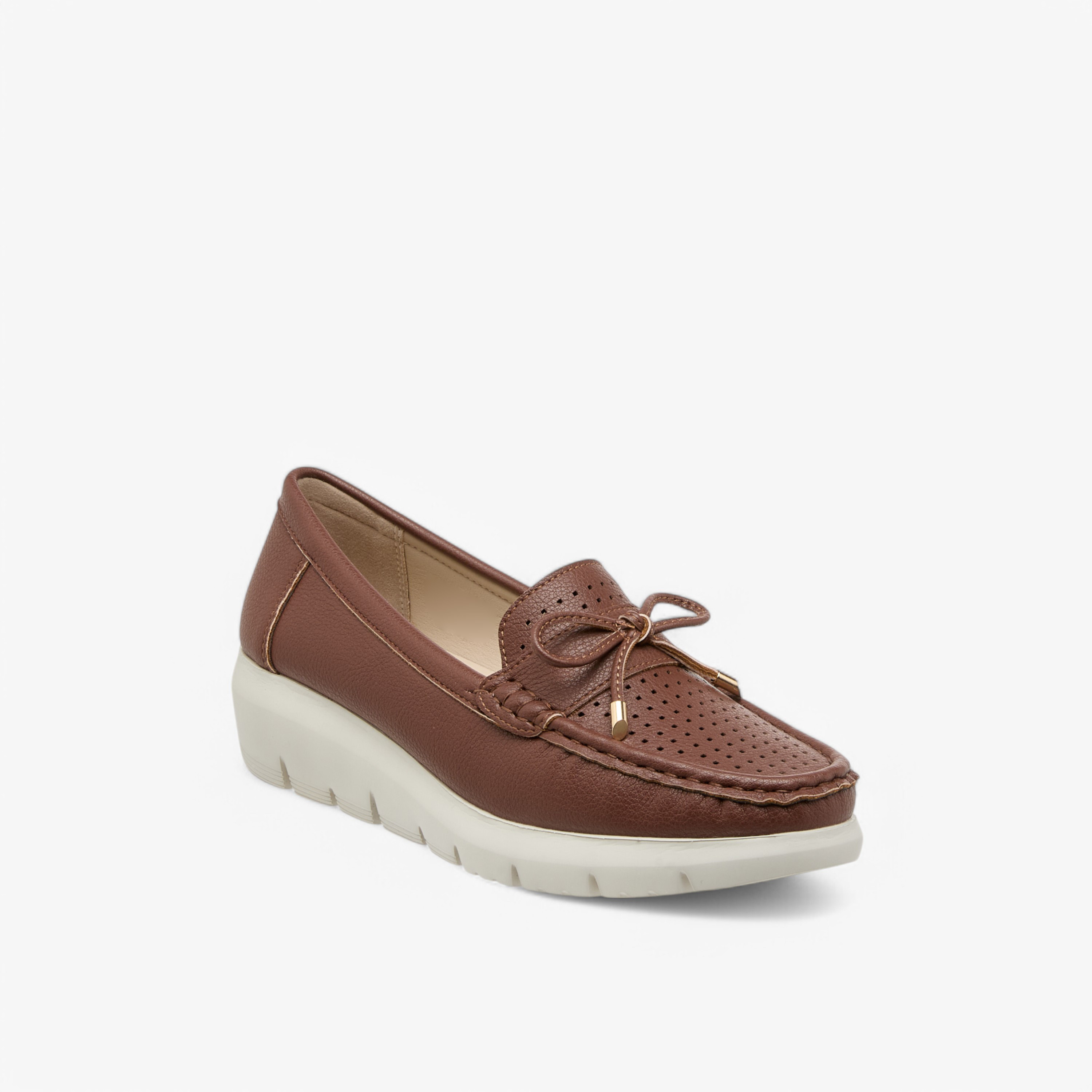 Le Confort Bow Accent Slip-On Comfort Moccasins with Wedge Heels-women-shoes-loafersandmoccasins-image-2