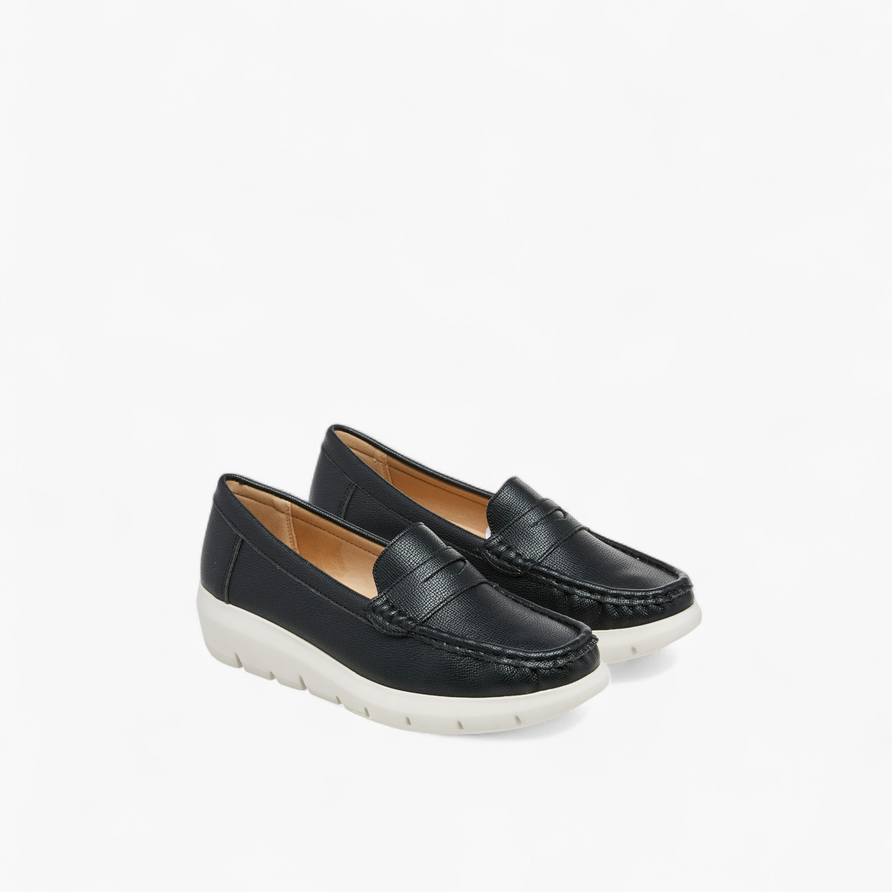 Le Confort Solid Slip-On Comfort Loafers with Wedge Heel-women-shoes-heels-image-1