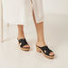 Le Confort Weave Textured Open Toe Slide Sandals with Wedge Heels-Women%27s Heel Sandals-thumbnail-0