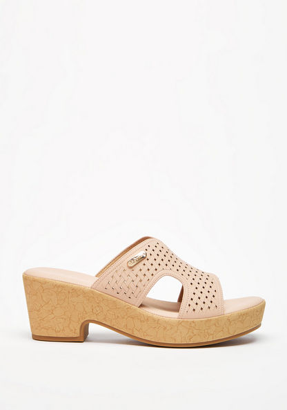 Le Confort Weave Textured Open Toe Slide Sandals with Wedge Heels