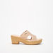 Le Confort Weave Textured Open Toe Slide Sandals with Wedge Heels-Women%27s Heel Sandals-thumbnail-0