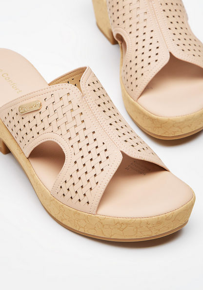 Le Confort Weave Textured Open Toe Slide Sandals with Wedge Heels-Women%27s Heel Sandals-image-5