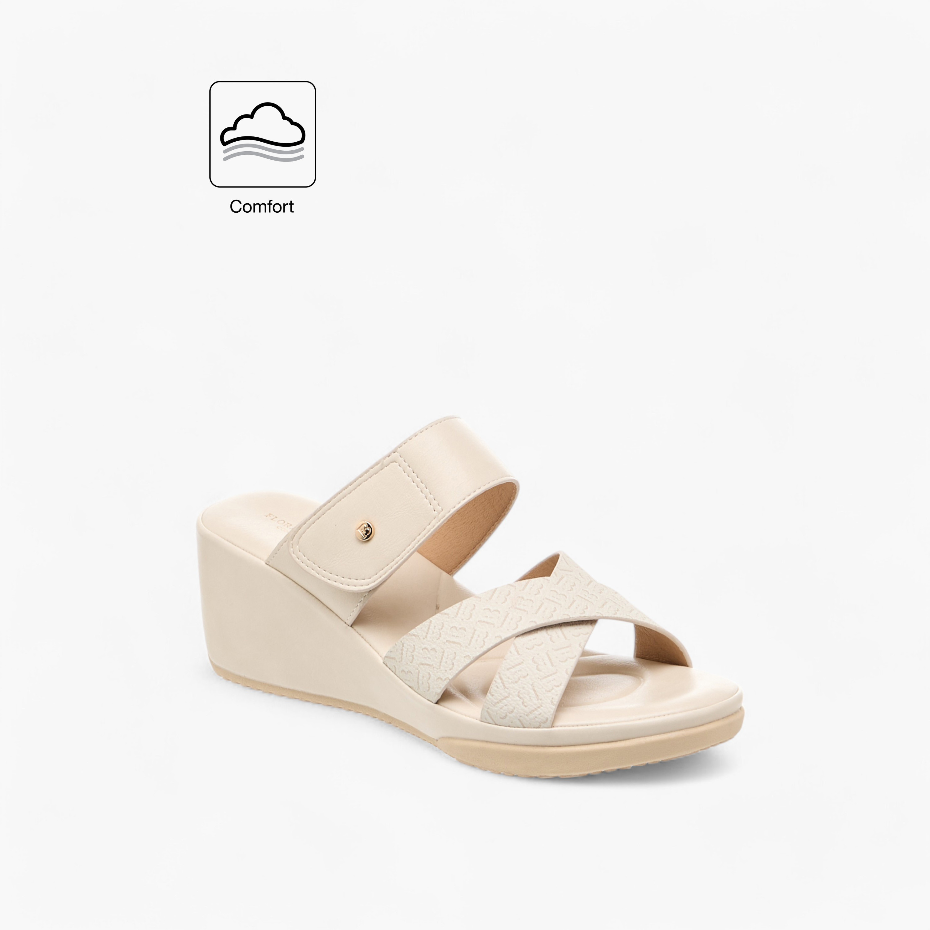 Flora Bella Monogram Print Slip-On Sandals with Wedge Heel-women-shoes-sandals-heeled-image-2