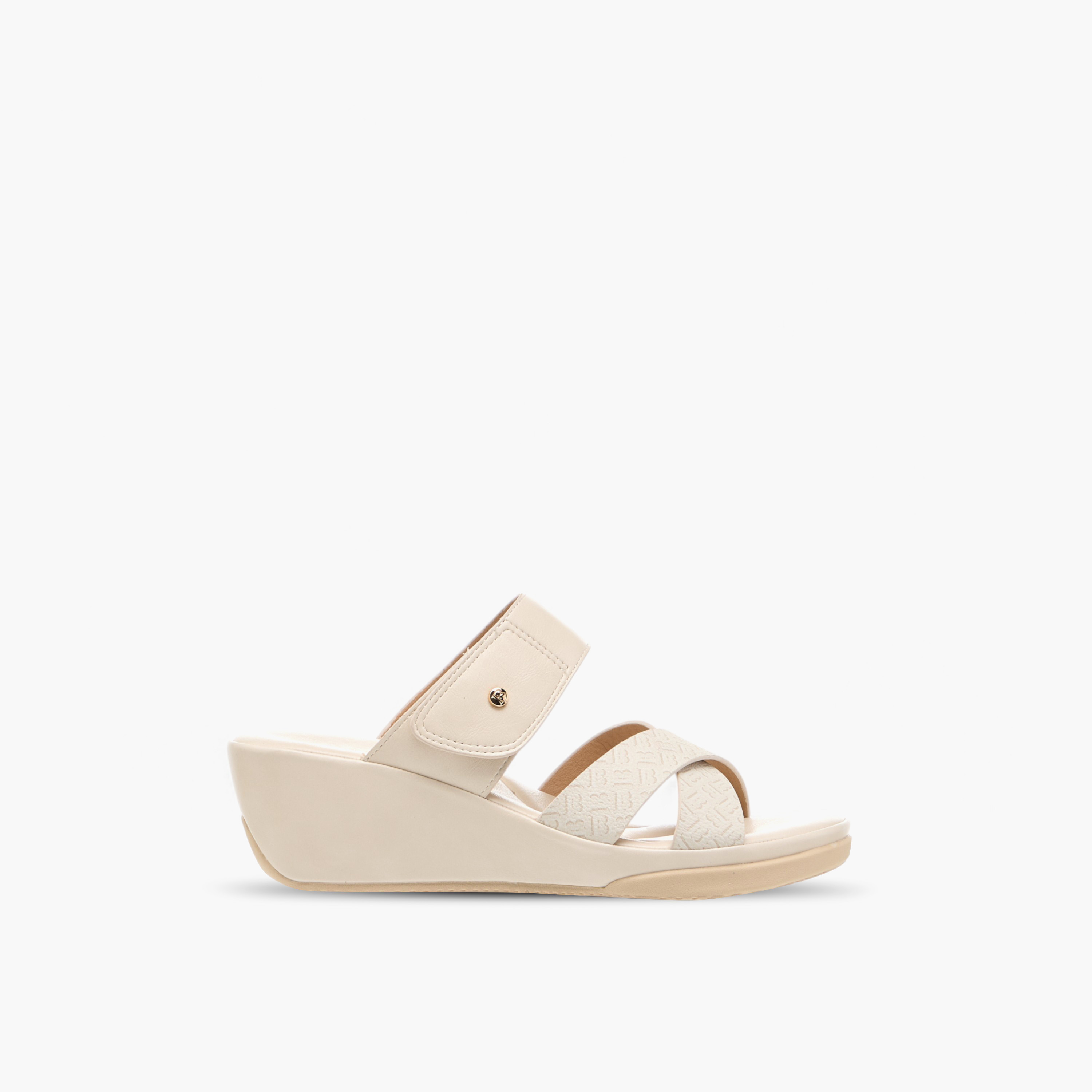Flora Bella Monogram Print Slip-On Sandals with Wedge Heel-women-shoes-sandals-heeled-image-3