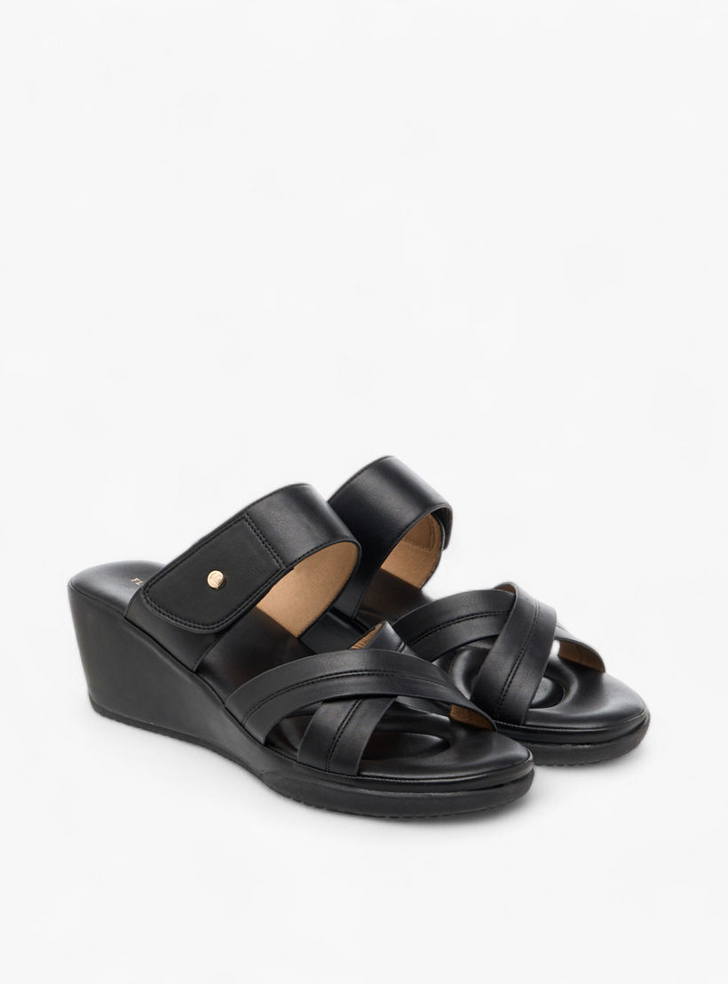 Flora Bella Textured Slip-On Comfort Sandals with Wedge Heel-women-shoes-sandals-heeled-image-1
