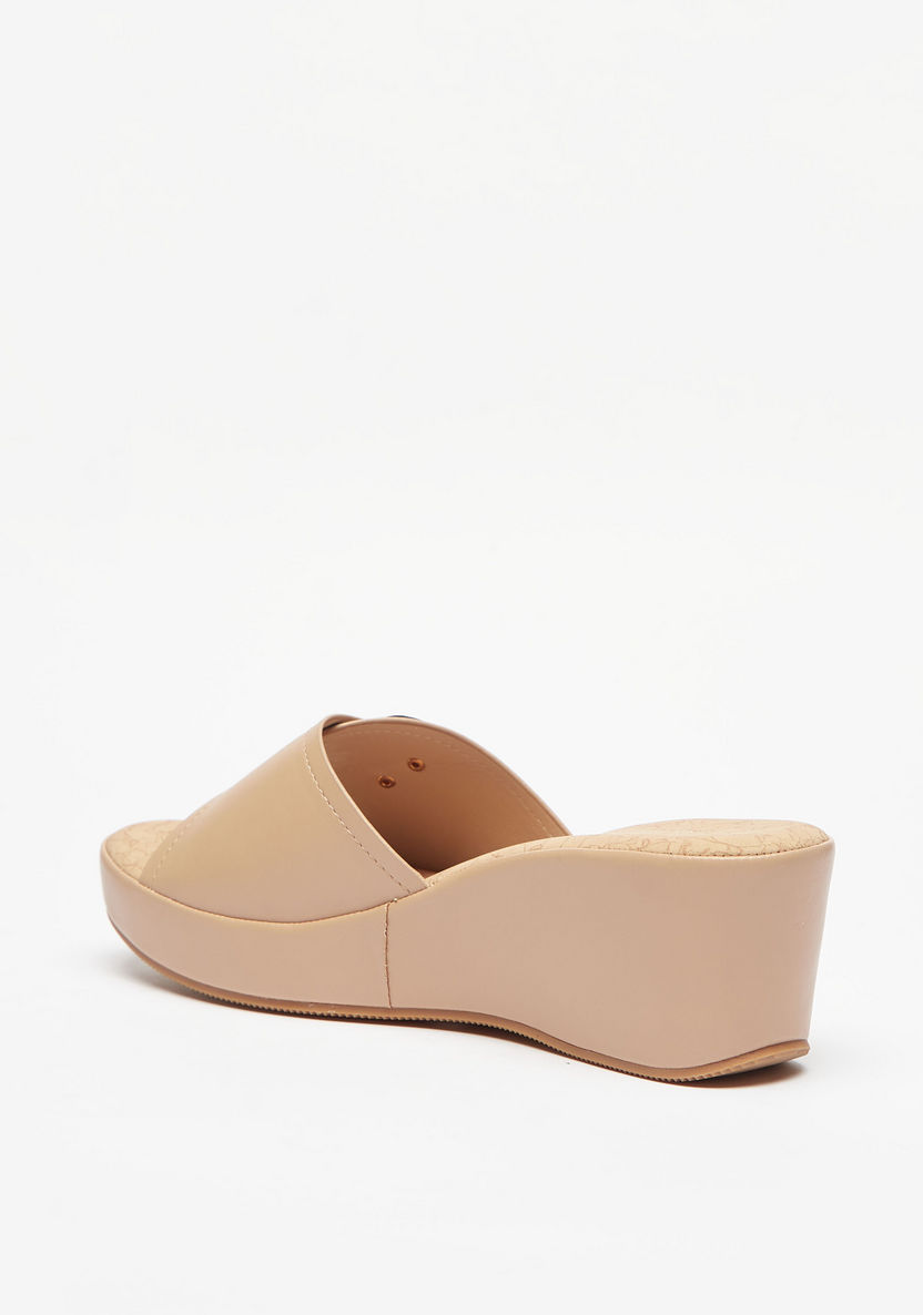 Le Confort Buckle Accent Slip-On Sandals with Wedge Heels-Women%27s Heel Sandals-image-2
