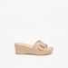 Le Confort Buckle Accent Slip-On Sandals with Wedge Heels-Women%27s Heel Sandals-thumbnailMobile-3