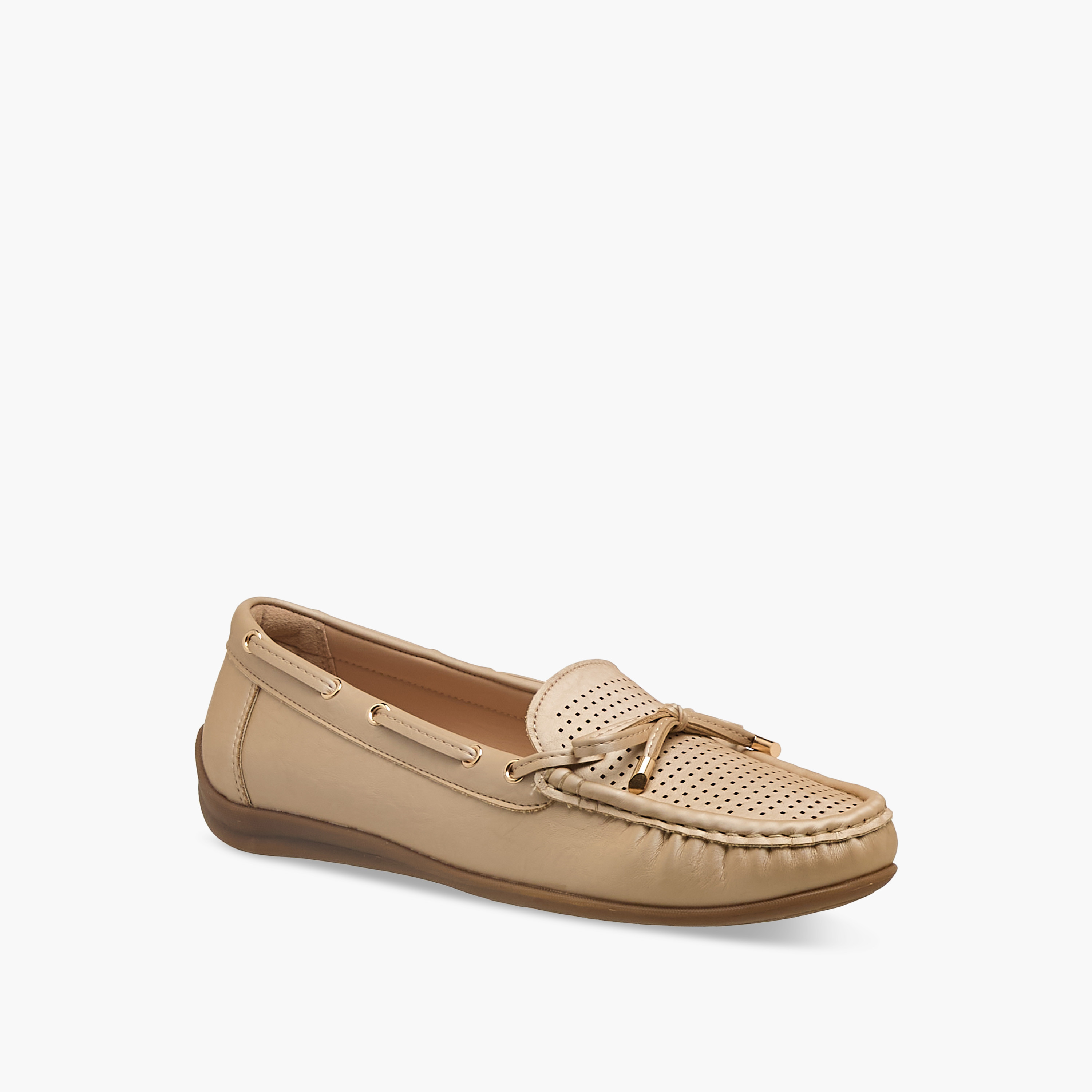 Le Confort Women Perforated Bow Detail Moccasins-women-shoes-loafersandmoccasins-image-2