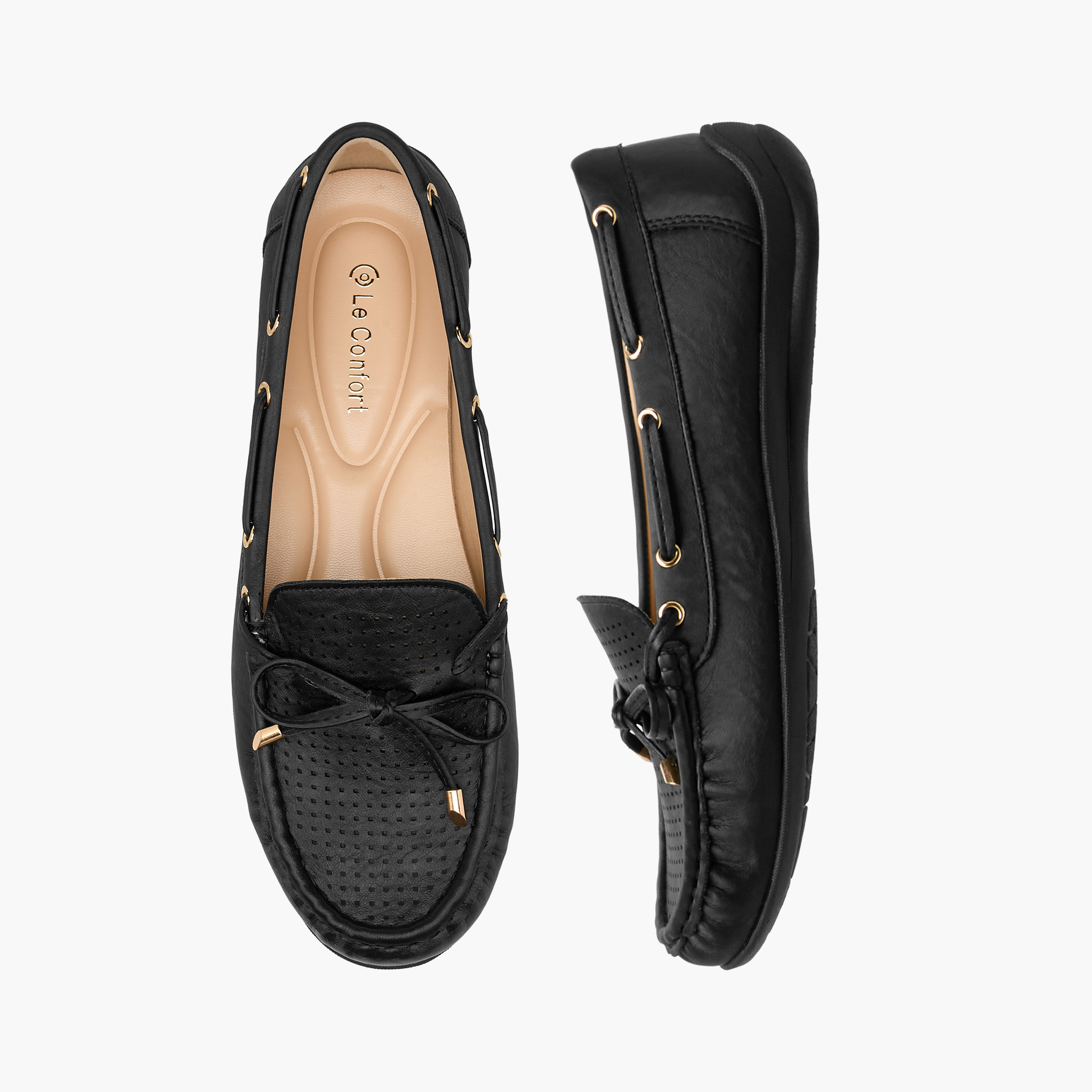 حذاء موكاسين مثقب بفيونكة للنساء من لو كونفورت-women-shoes-loafersandmoccasins-image-1