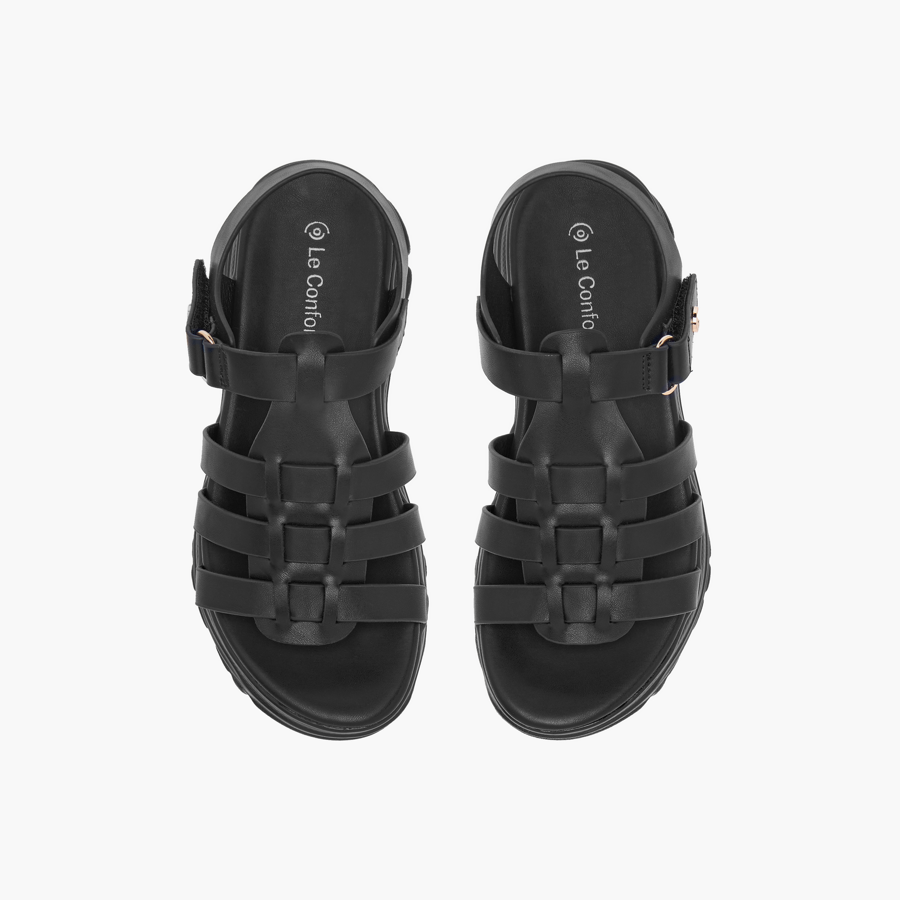 Le Confort Solid Chunky Sole Strap Sandals with Hook and Loop Closure-girls-shoes-sandals-image-1