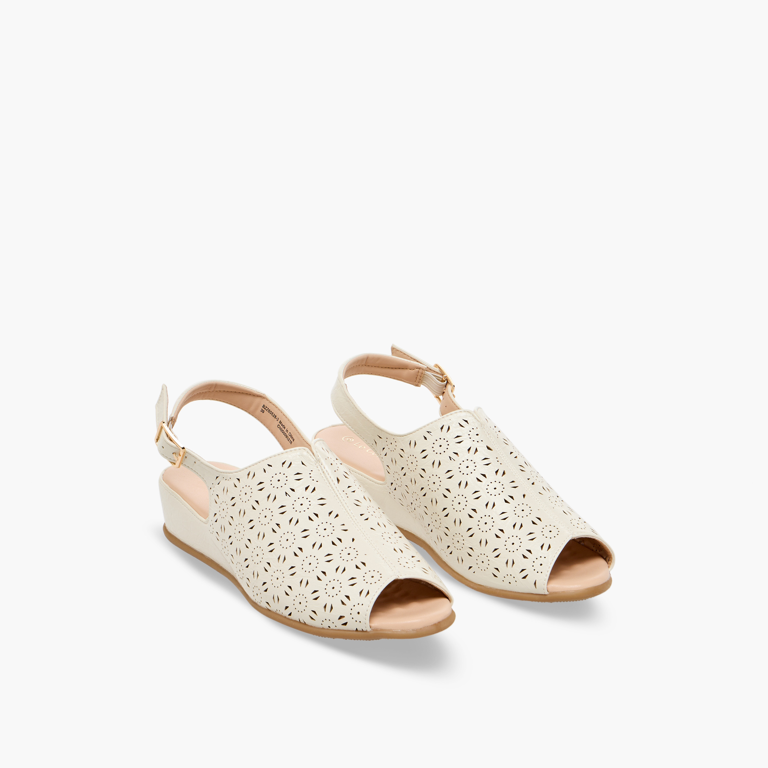 Le Confort Laser Cut Peep Toe Comfort Sandals-women-shoes-sandals-heeled-image-1
