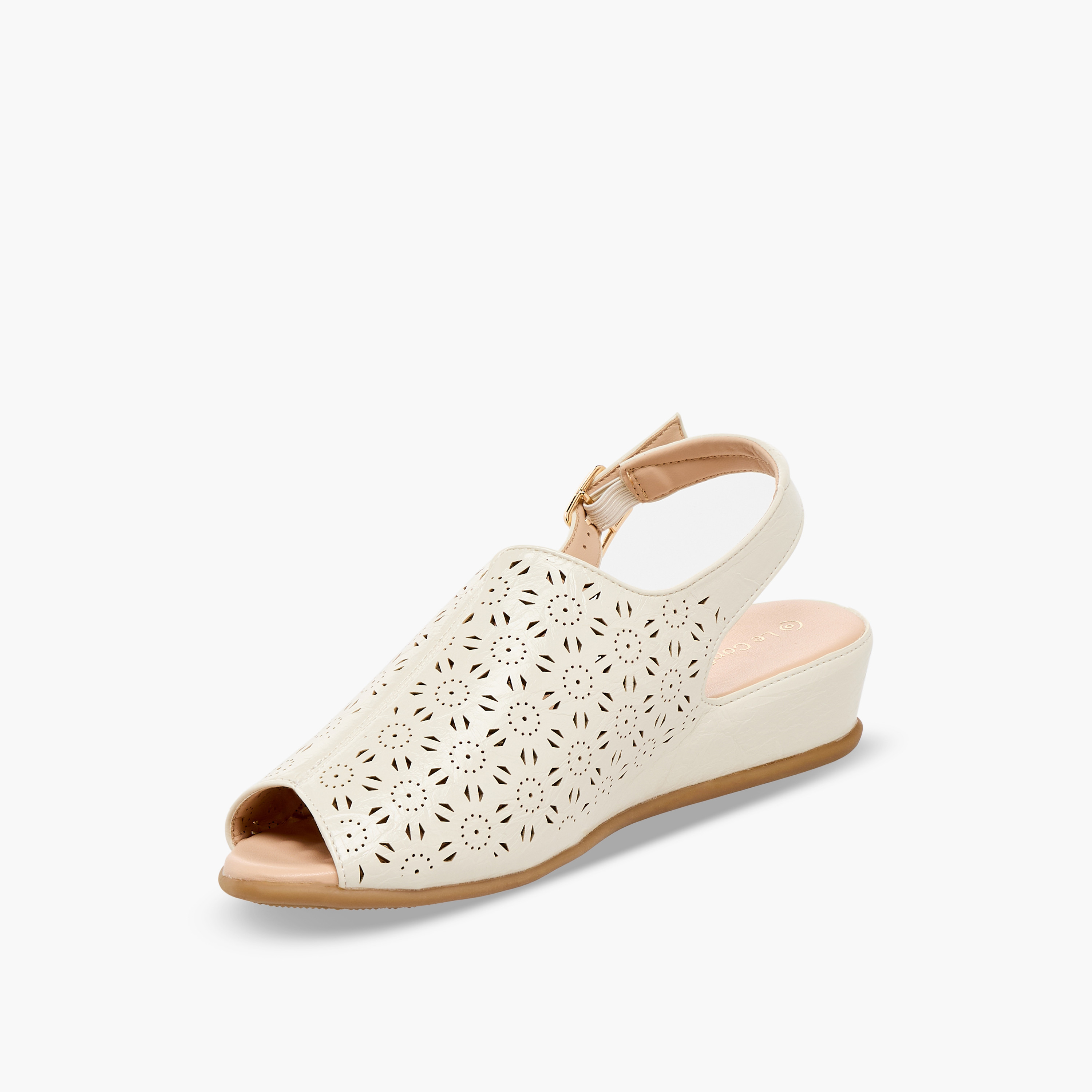 Le Confort Laser Cut Peep Toe Comfort Sandals-women-shoes-sandals-heeled-image-4