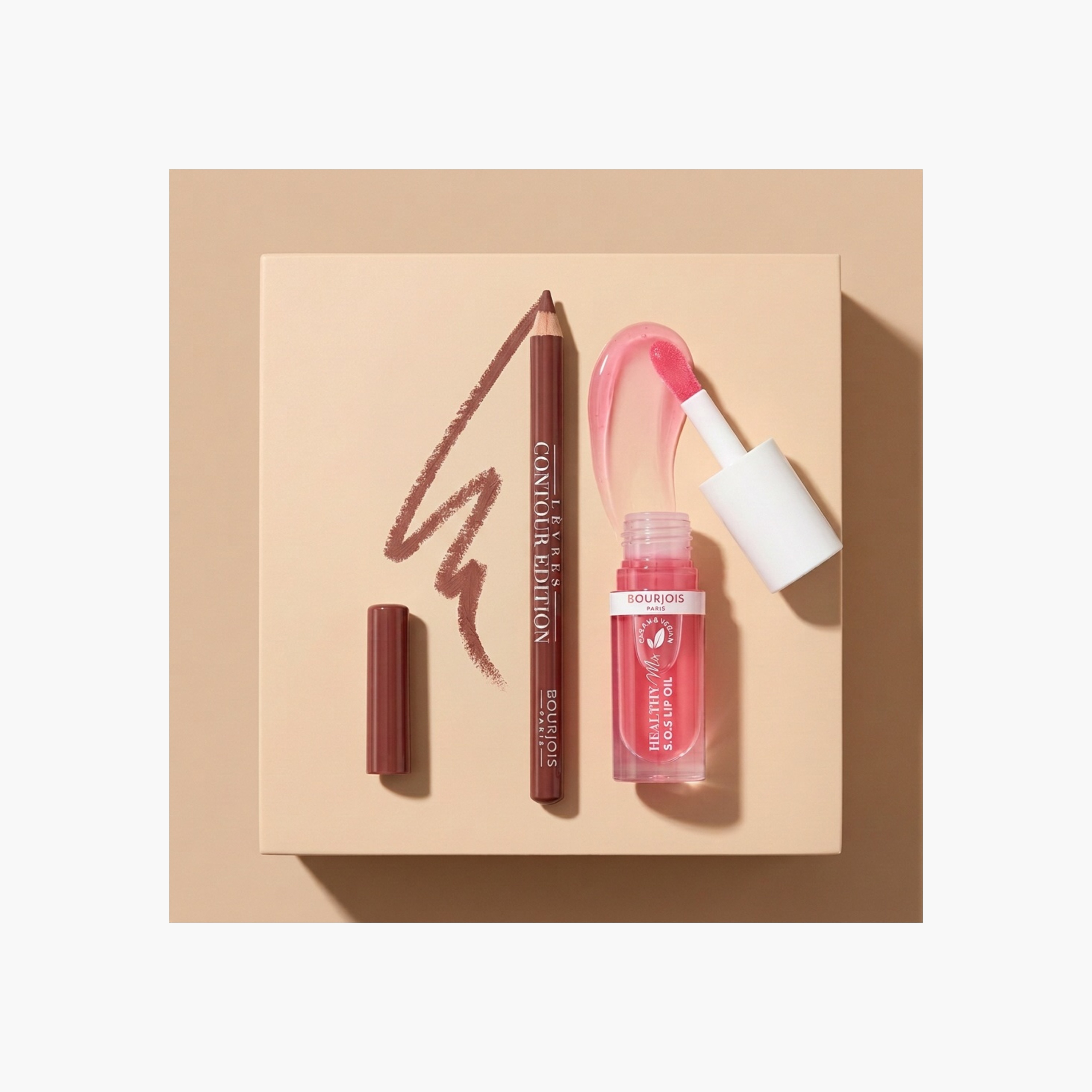 ثنائي الشفاه من بورجوا - محدد شفاه بني فاتح وزيت شفاه برائحة البطيخ-beautyandpersonalcare-makeup-lips-lipglossesandbalms-image-1