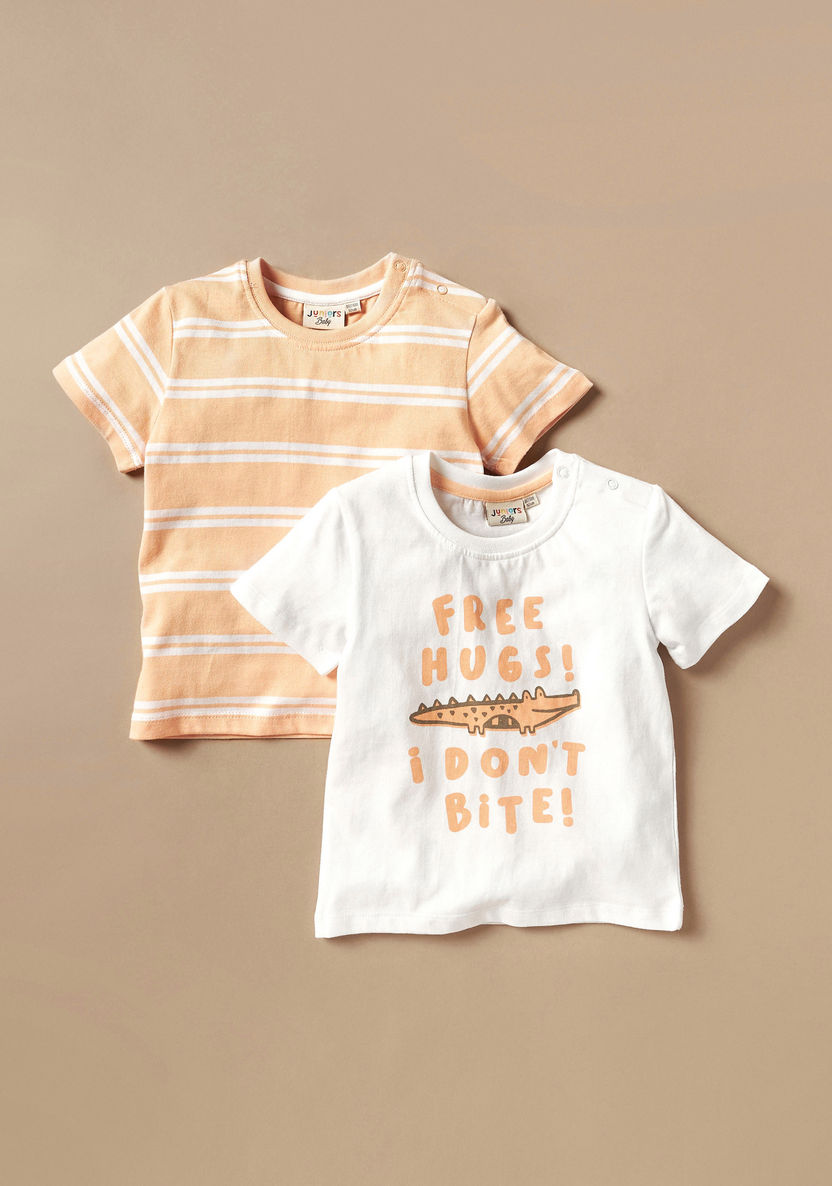 Juniors Printed Short Sleeve T-shirt - Set of 2-T Shirts-image-0
