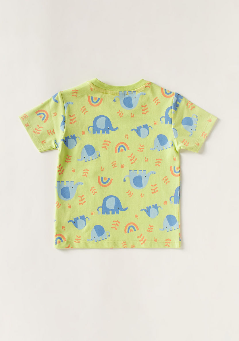 Juniors Elephant Print Crew Neck T-shirt and Short Sleeves-T Shirts-image-3