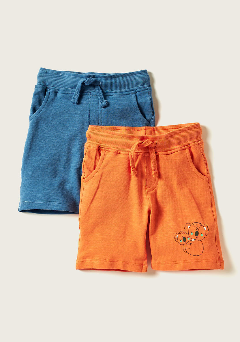 Juniors Printed Shorts with Drawstring Closure and Pockets - Set of 2-Multipacks-image-0
