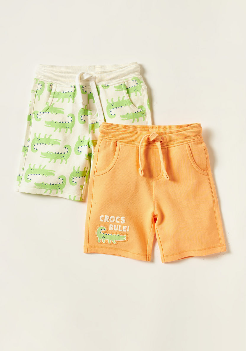 Juniors Printed Shorts with Drawstring Closure - Set of 2-Shorts-image-0