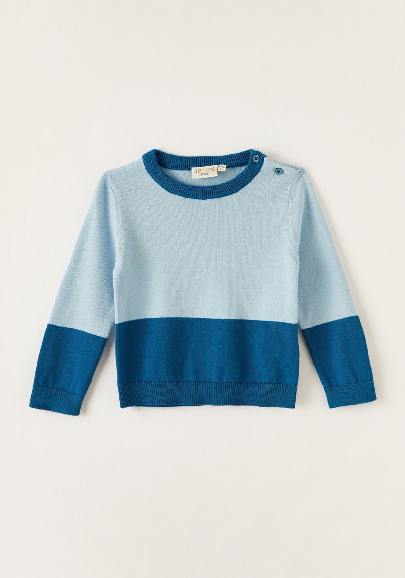 Juniors Panelled Pullover with Long Sleeves-Sweaters and Cardigans-image-0