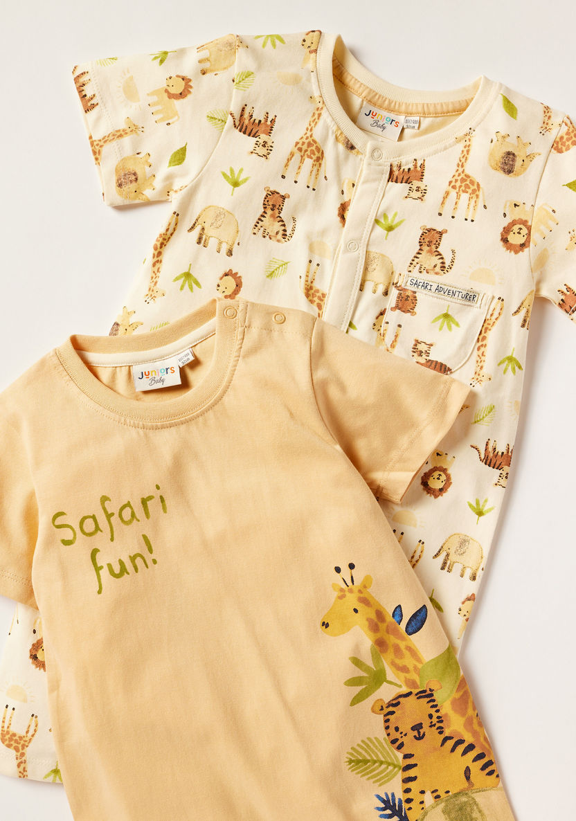 Juniors Printed Romper with Short Sleeves - Set of 2-Rompers%2C Dungarees and Jumpsuits-image-1