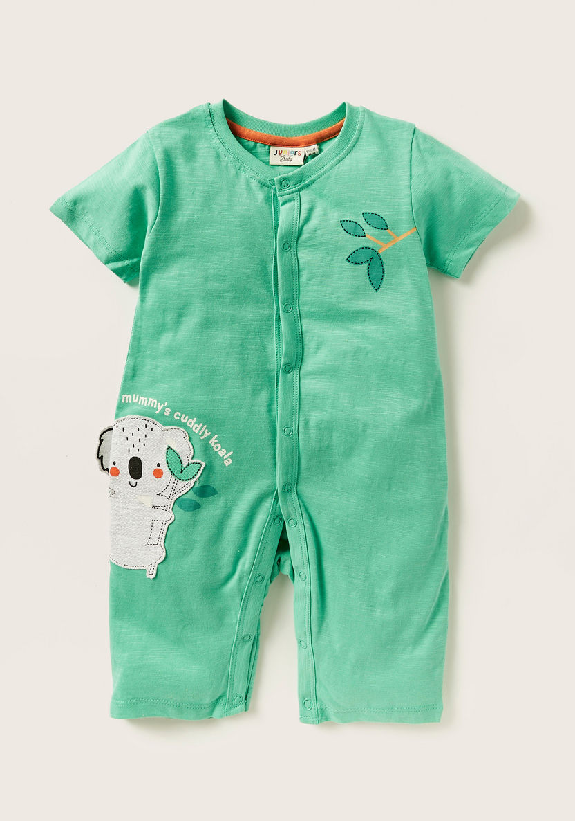 Juniors Panda Print Romper with Round Neck and Short Sleeves-Rompers, Dungarees & Jumpsuits-image-0