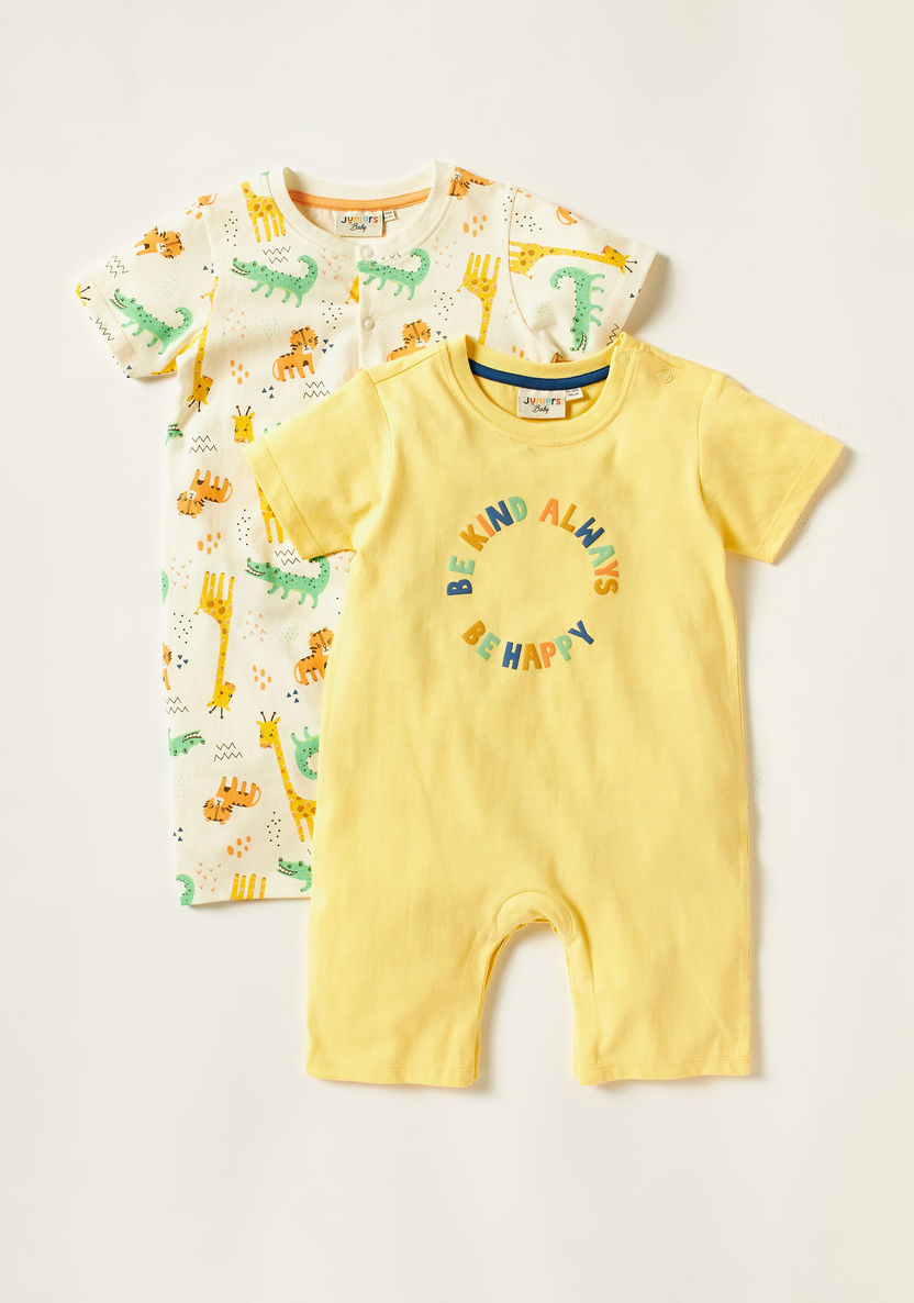 Juniors Printed Round Neck Romper with Short Sleeves - Set of 2-Rompers%2C Dungarees and Jumpsuits-image-0