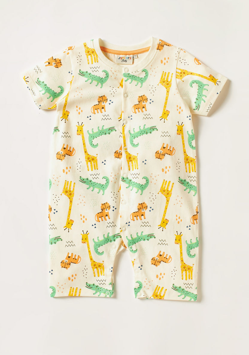 Juniors Printed Round Neck Romper with Short Sleeves - Set of 2-Rompers%2C Dungarees and Jumpsuits-image-1