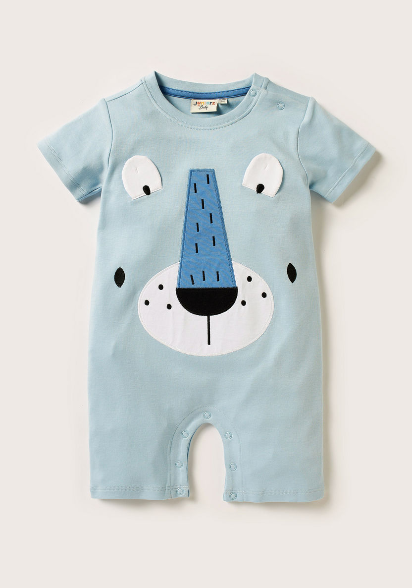 Juniors Graphic Print Romper with Short Sleeves and Button Closure-Rompers%2C Dungarees and Jumpsuits-image-0