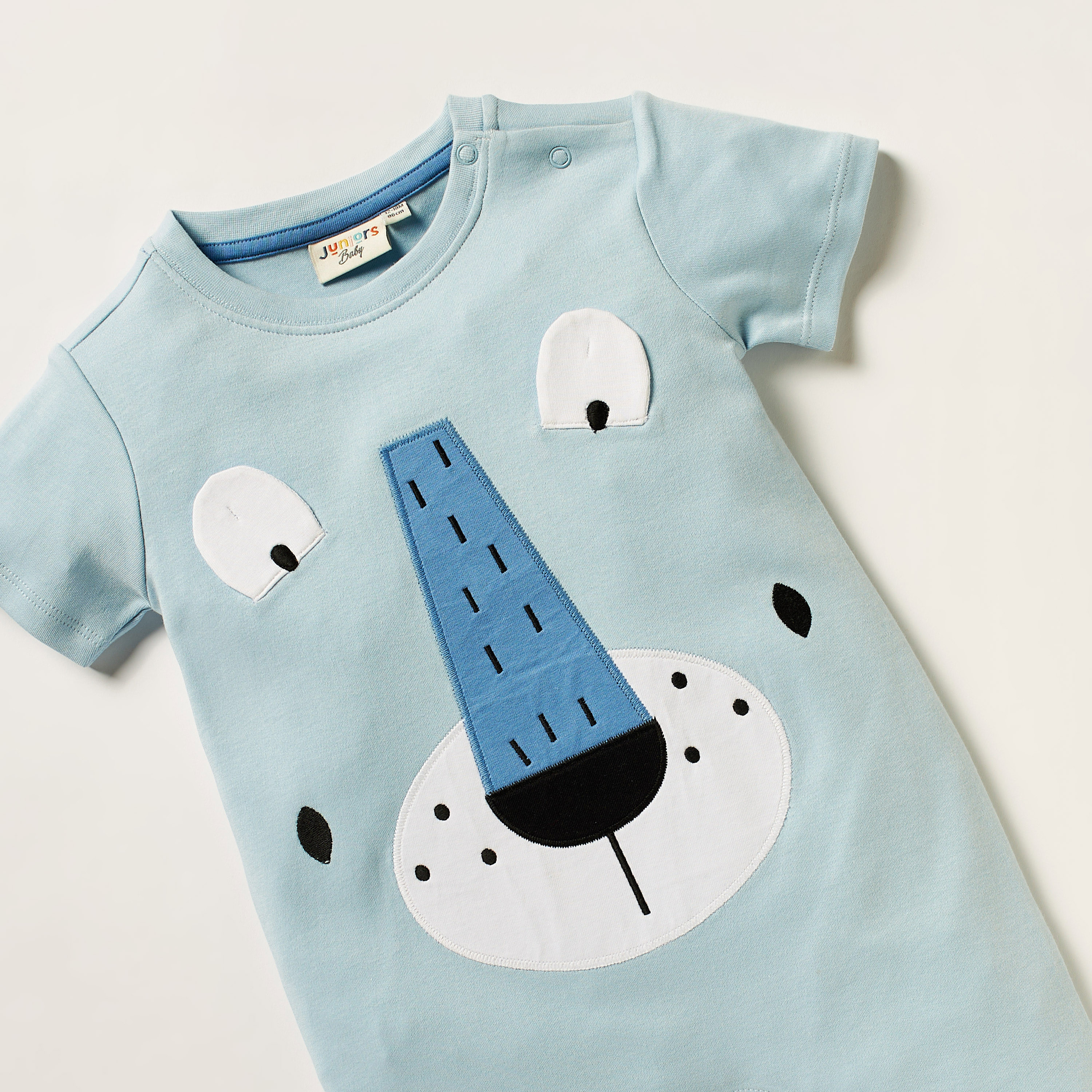 Juniors Graphic Print Romper with Short Sleeves and Button Closure-baby-boys-clothing-winterwear-rompers-image-2