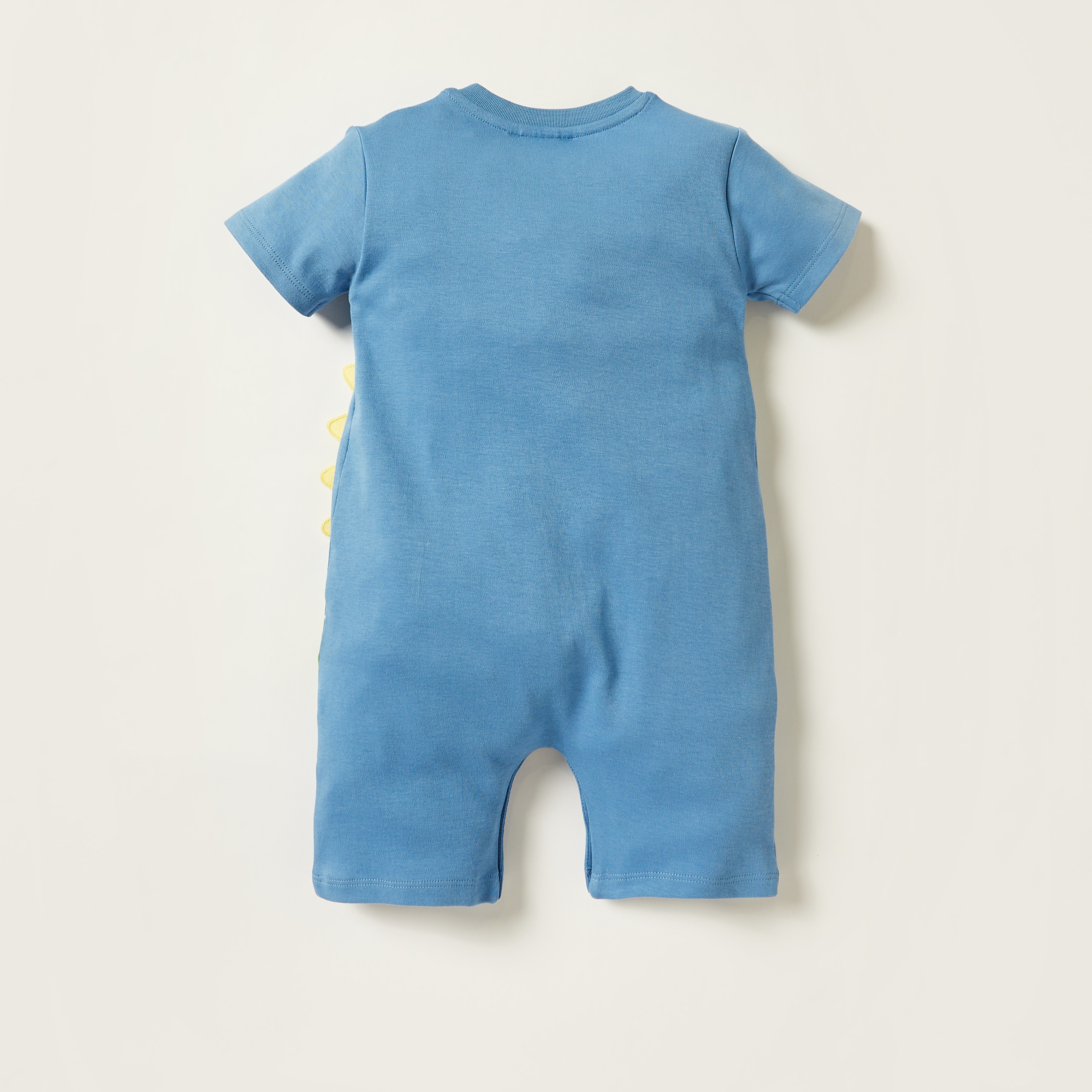Juniors Dinosaur Print Romper with Short Sleeves and Snap Closure-baby-boys-clothing-winterwear-rompers-image-2