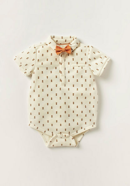Juniors Printed Bodysuit and Shorts with Suspenders-Clothes Sets-image-3