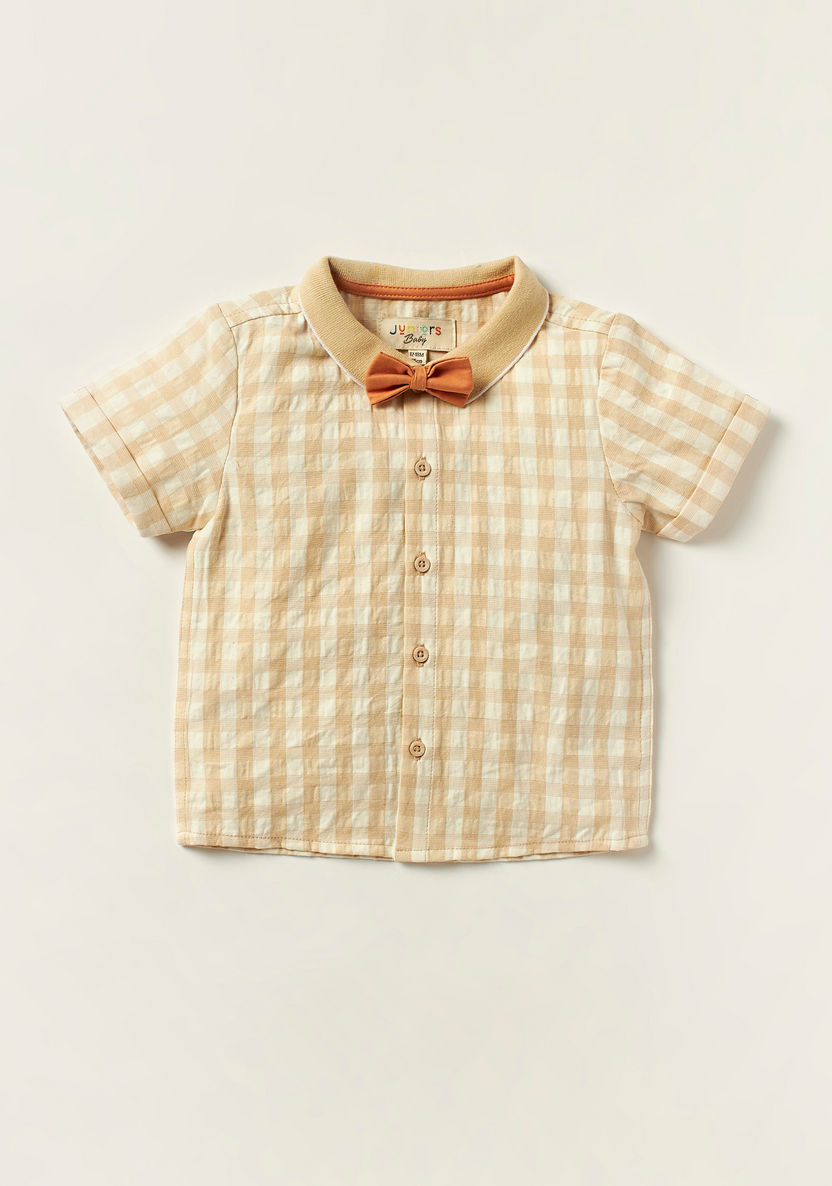 Juniors Checked Shirt and Shorts with Suspenders-Clothes Sets-image-2