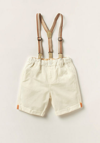 Juniors Checked Shirt and Shorts with Suspenders-Clothes Sets-image-3
