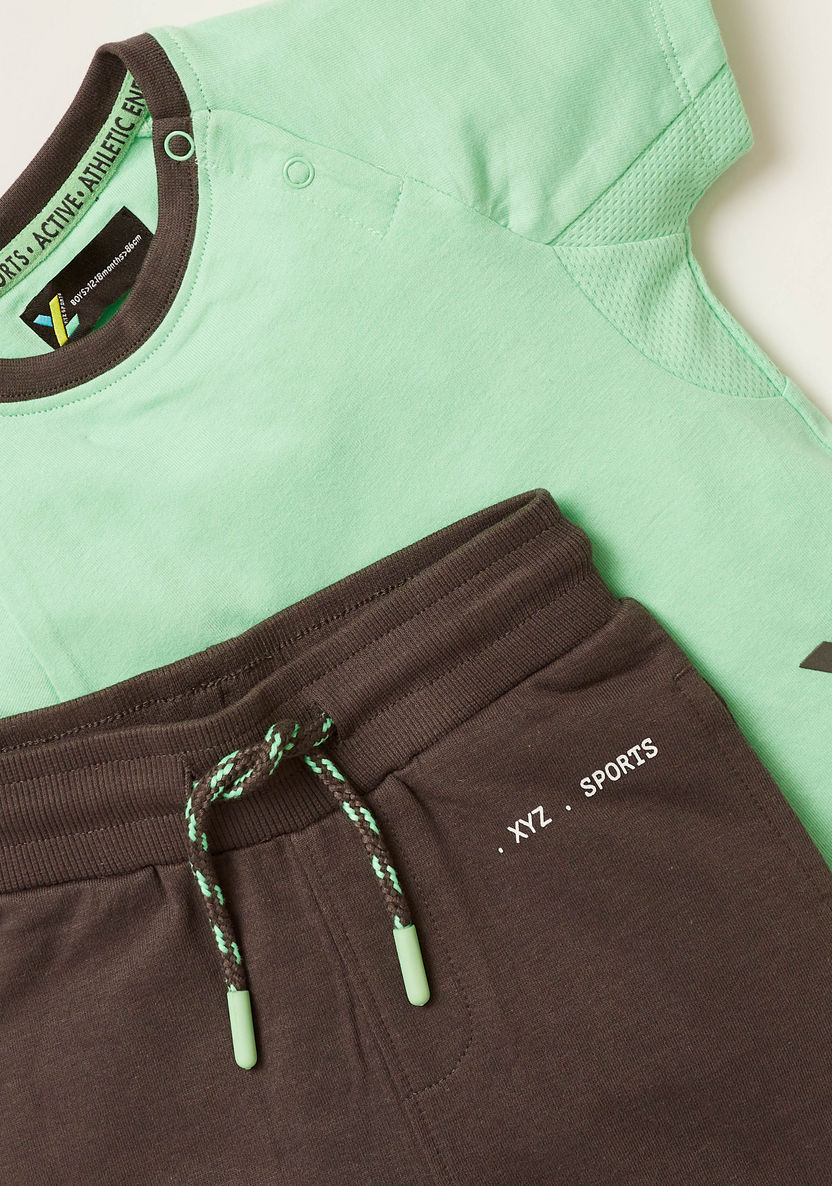 XYZ Printed Round Neck T-shirt and Full Length Jog Pants Set-Sets-image-1
