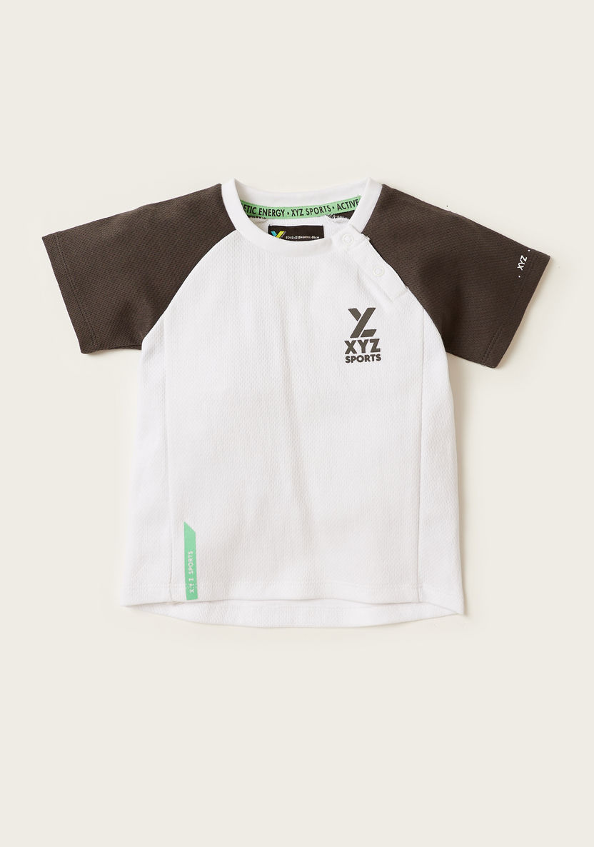 XYZ Colourblock Crew Neck T-shirt and Shorts Set-Clothes Sets-image-1