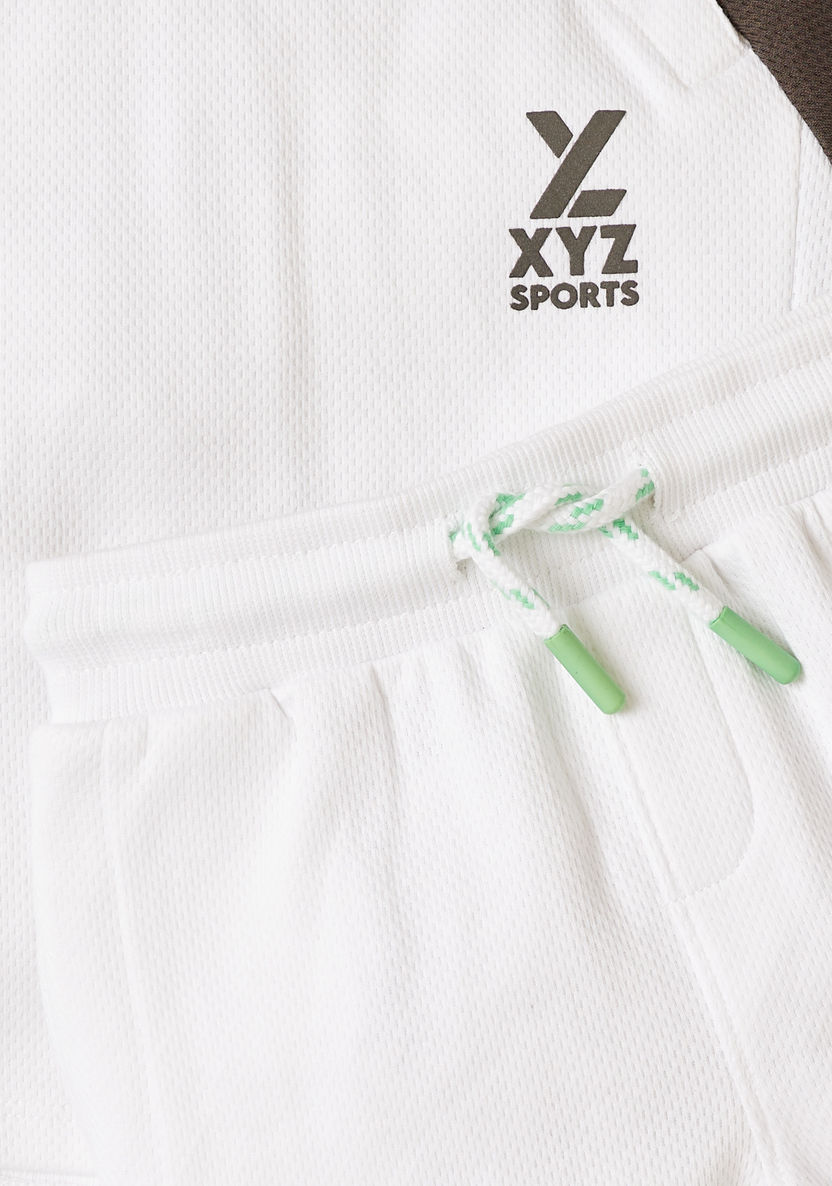 XYZ Colourblock Crew Neck T-shirt and Shorts Set-Clothes Sets-image-3