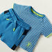 XYZ Striped Round Neck T-shirt and Shorts Set-Sets-thumbnail-1