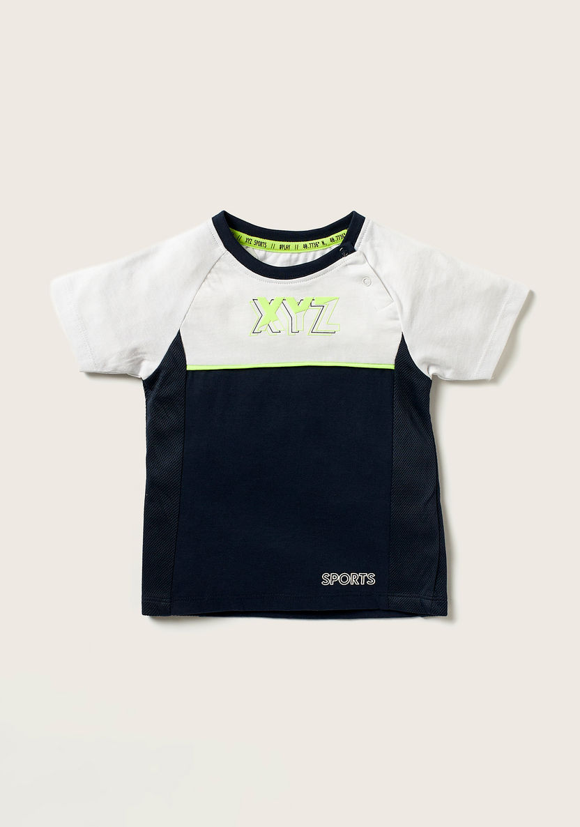 XYZ Colourblock Crew Neck T-shirt and Shorts Set-Clothes Sets-image-2